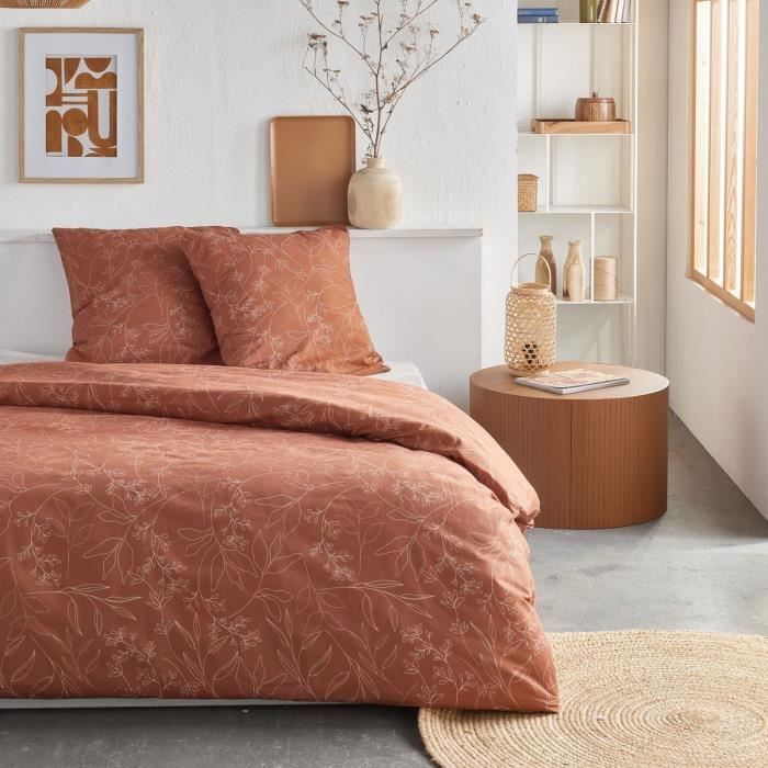 Parure de lit - TODAY Crazy - Imprimé Floral - 2 personnes - 220 x 240 cm - Orange