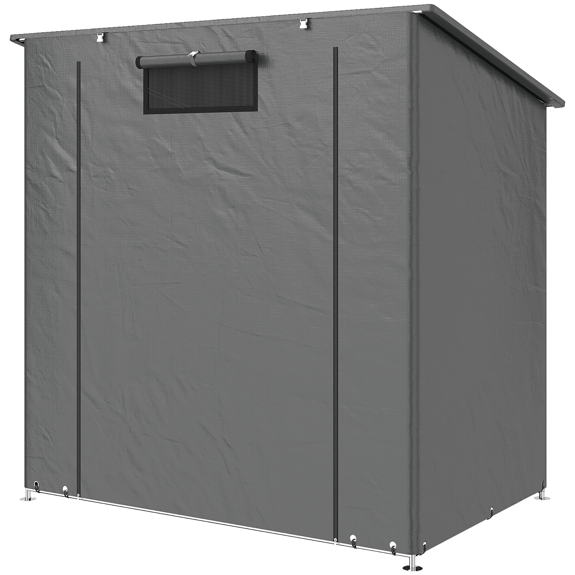 Outsunny Abri de garage 1,9x1,2 m Imperméable Abri avec porte zippée enroulable et fenêtre de ventilation Gris foncé