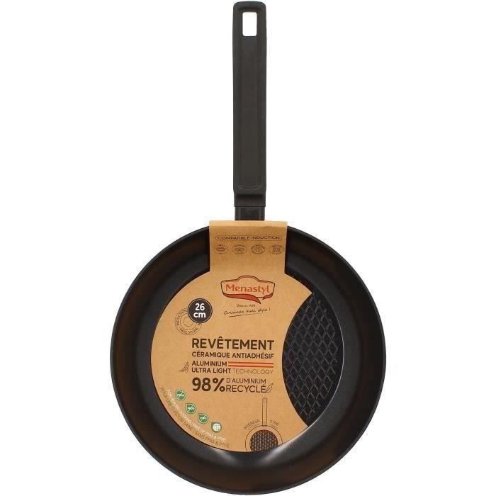 Poele - MENASTYL - 6020637 - En aluminium forgé - 26 cm - Noir - Tous feux dont induction