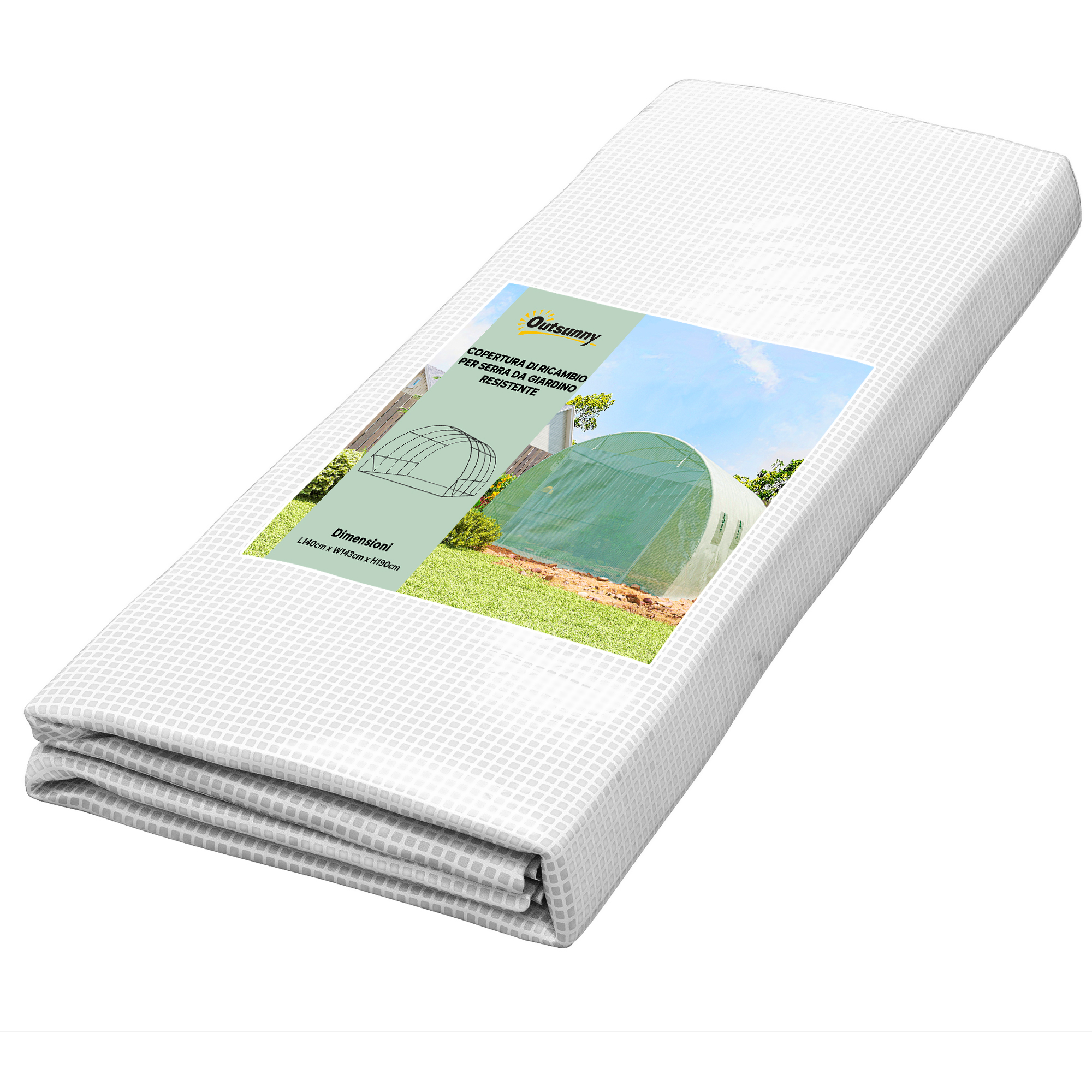 Telone Di Ricambio Per Serra Tunnel Outsunny | 4x3x2 Metri (12 M²) | PE Anti-UV E Impermeabile | Con 8 Finestre Laterale E Porta Zip | Protezione Per Orto E Giardino