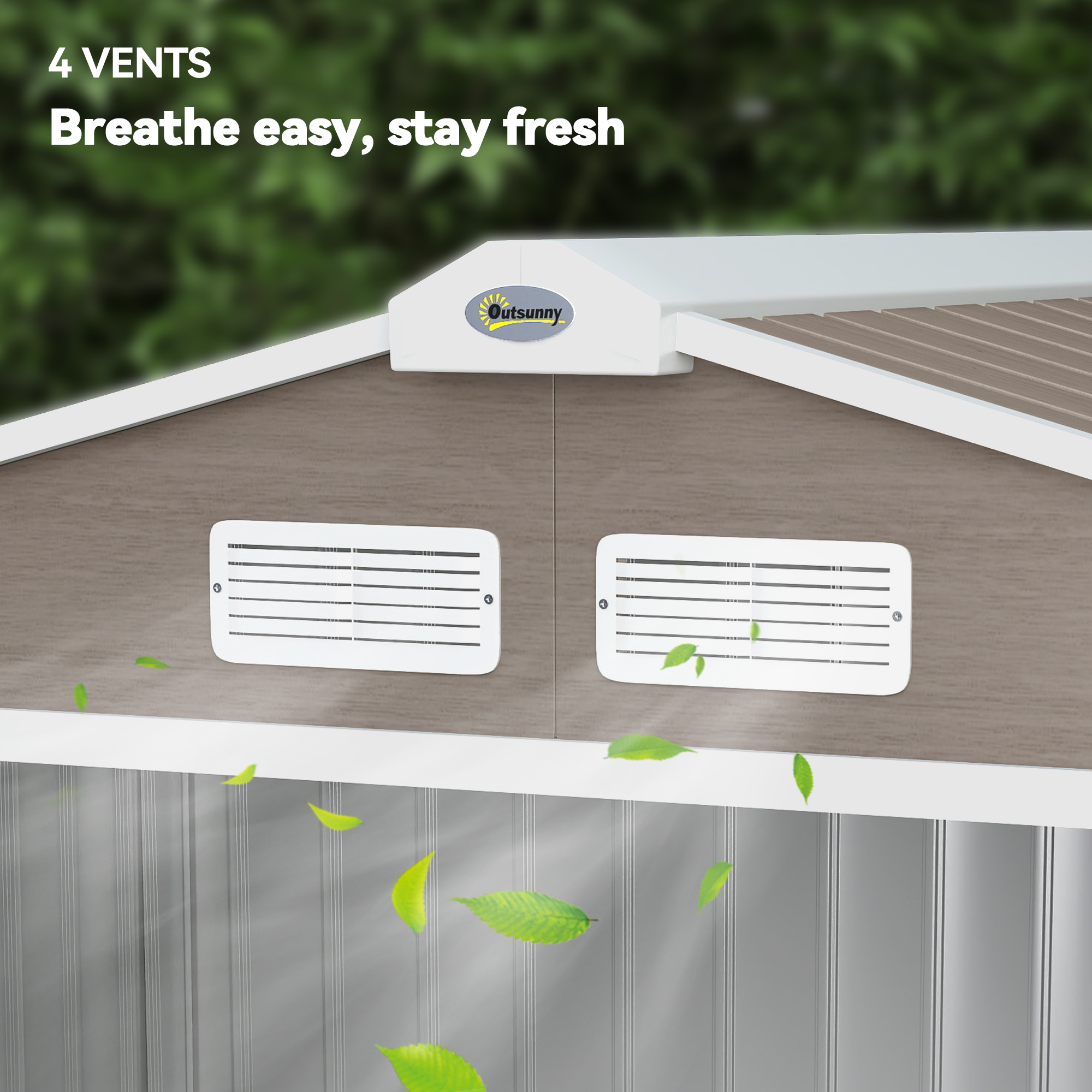  Magazie Gradina Metalica cu Orificii de Ventilatie si Usa Culisanta Dubla pentru Gradinarit si DIY, 213x130x185 cm, Maro [7]