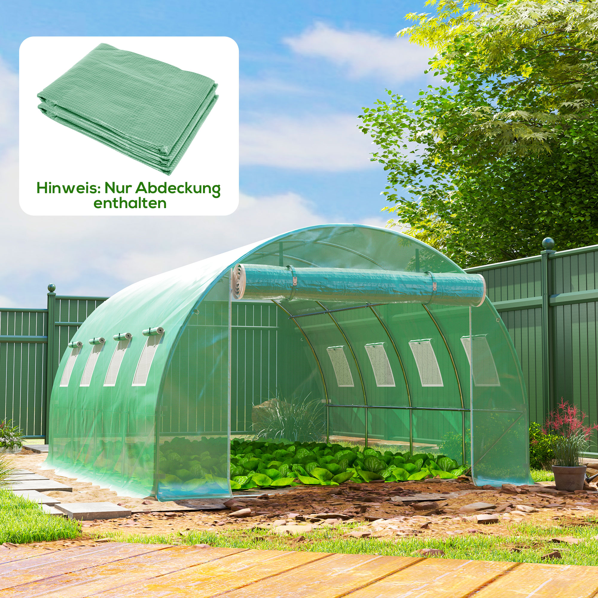 Outsunny Gewächshausfolie 3 x 4 m, wasserdicht Polyethylenfolie mit Rolltür günstig online kaufen