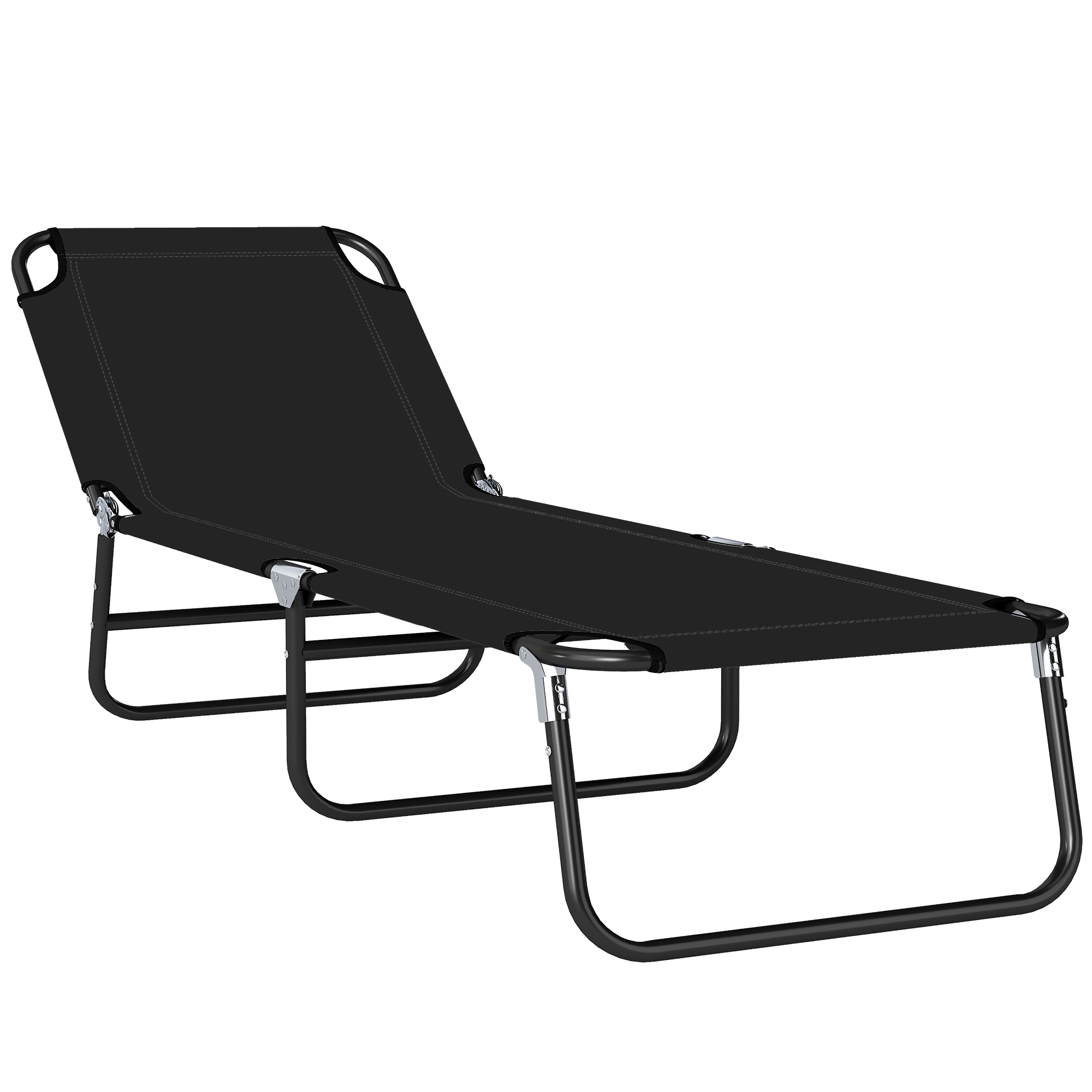 Outsunny Scaune de Piscina Sezlong Pliabile, Scaune de Bronzat in Aer Liber, cu Spatar Rabatabil, Cadru din Otel si Plasa
