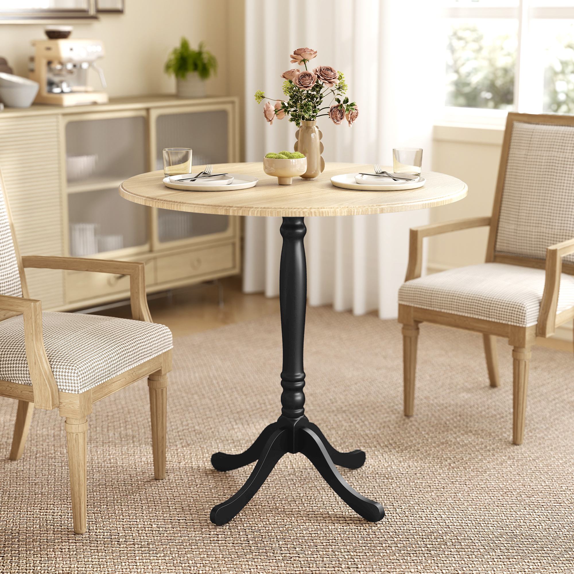 HOMCOM Runder Esstisch für 4 Personen Ø 80 cm, Küchentisch mit Stahlfuß, mo günstig online kaufen