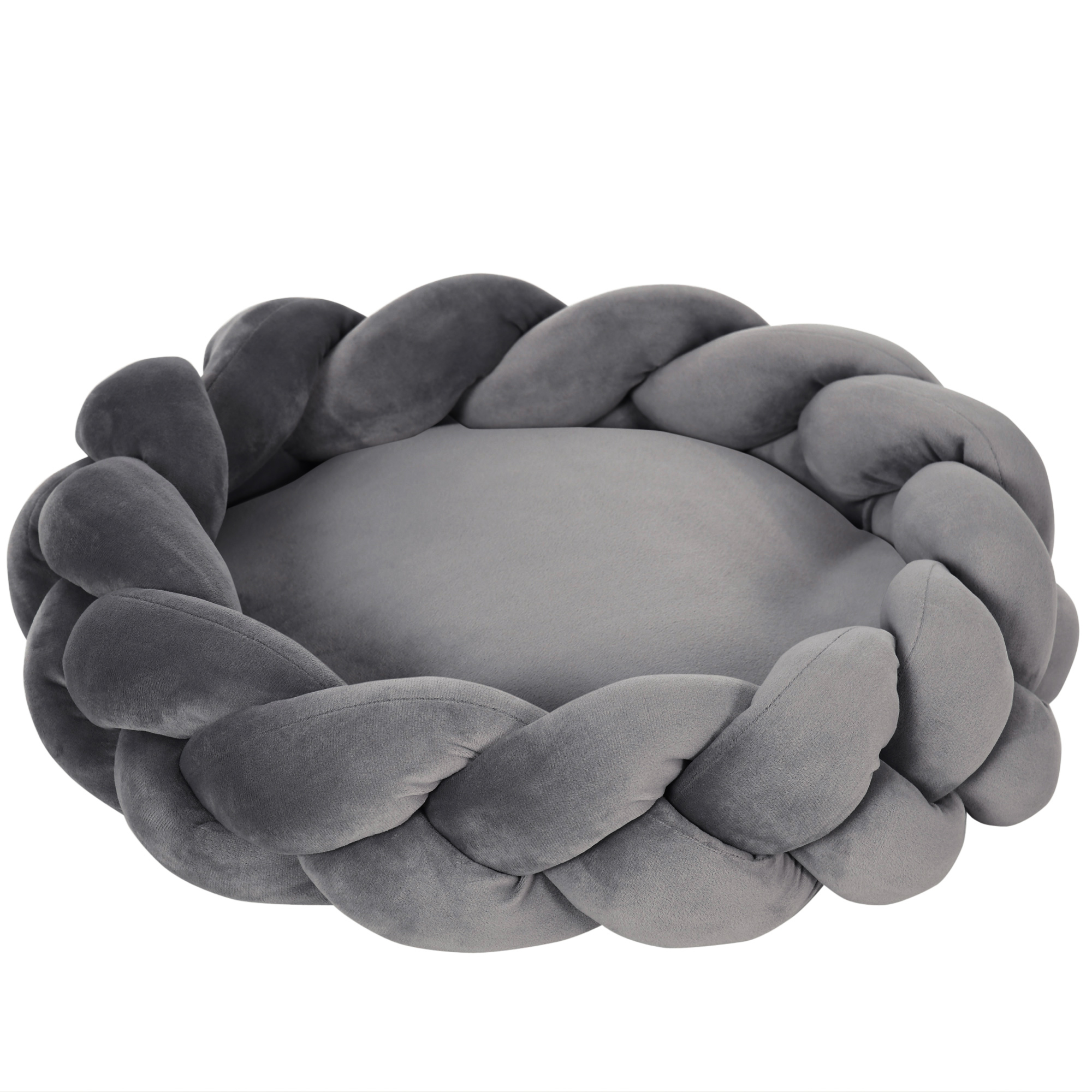 PawHut Hundesofa waschmaschinenfest inkl Kissen rundes Katzenbett 55 cm x 55 cm x 14 cm für kleine Hunde samt-touch grau   Aosom.de – PawHut