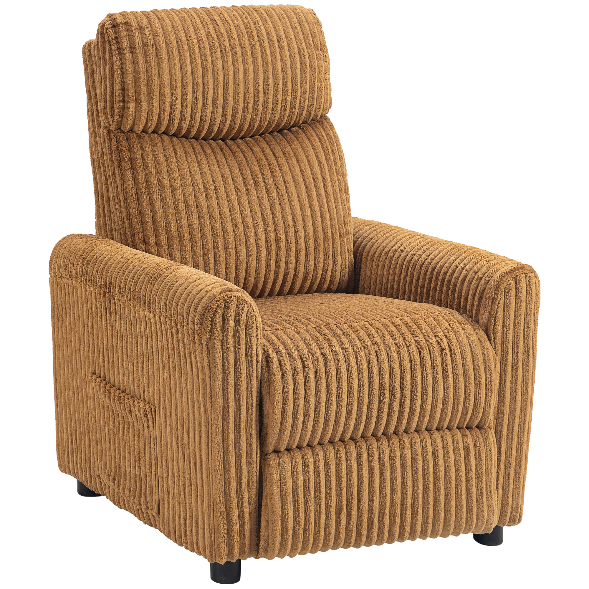 HOMCOM Sillón Relax Reclinable Manual Tapizado en Pana Instalación Rápida Reposapiés Acolchado Grueso Marrón