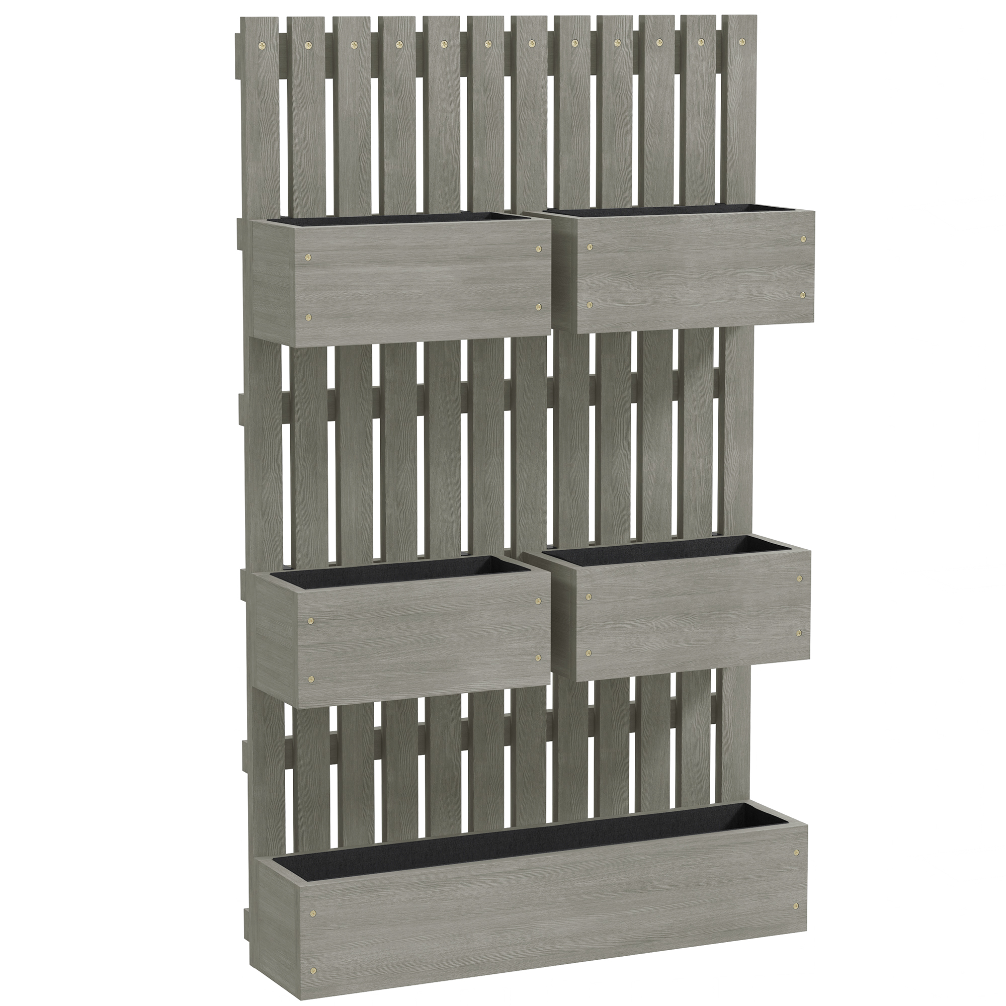 Outsunny Huerto elevado de madera ajustable con enrejado, cama de cultivo para jardín 60x16x100cm Gris