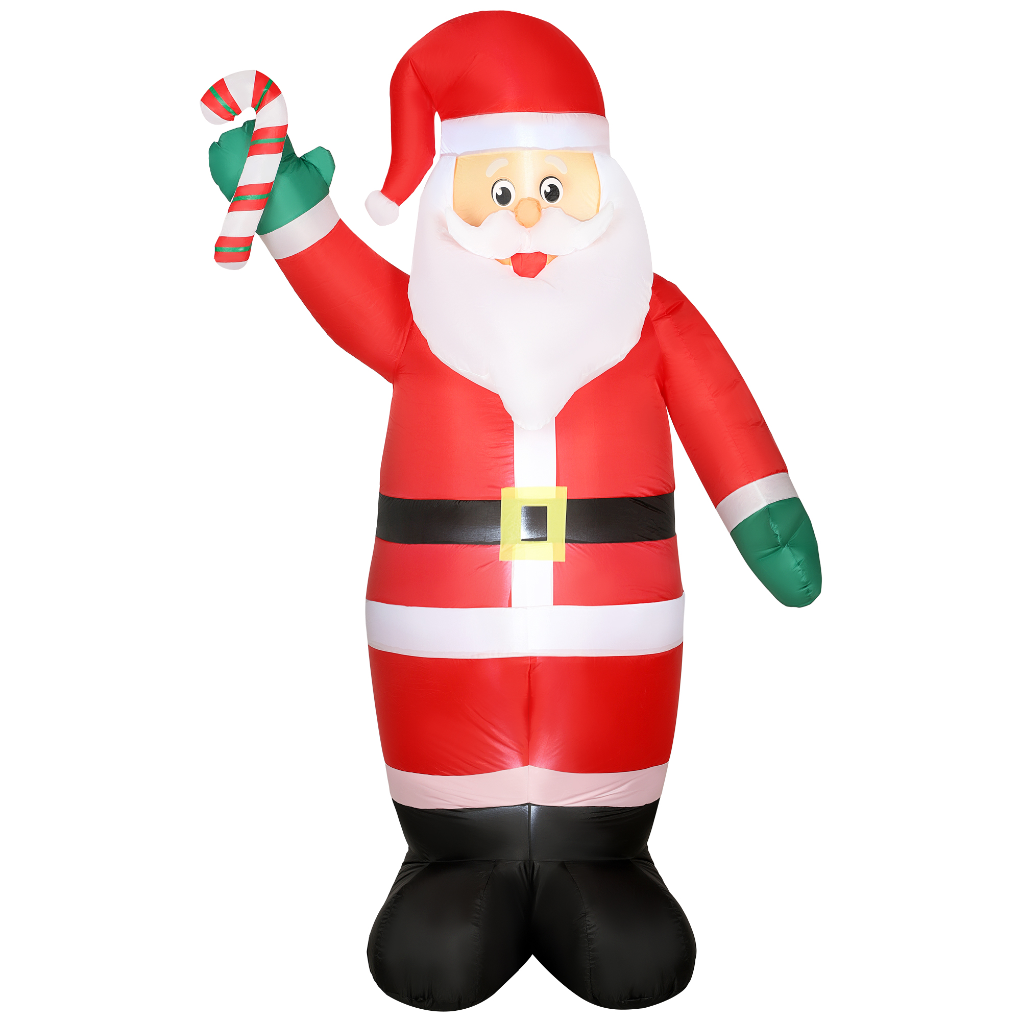 Outsunny Papá Noel Hinchable 240 cm con Bastón Luces LED e Inflador Decoración Navideña para Exterior Interior Multicolor