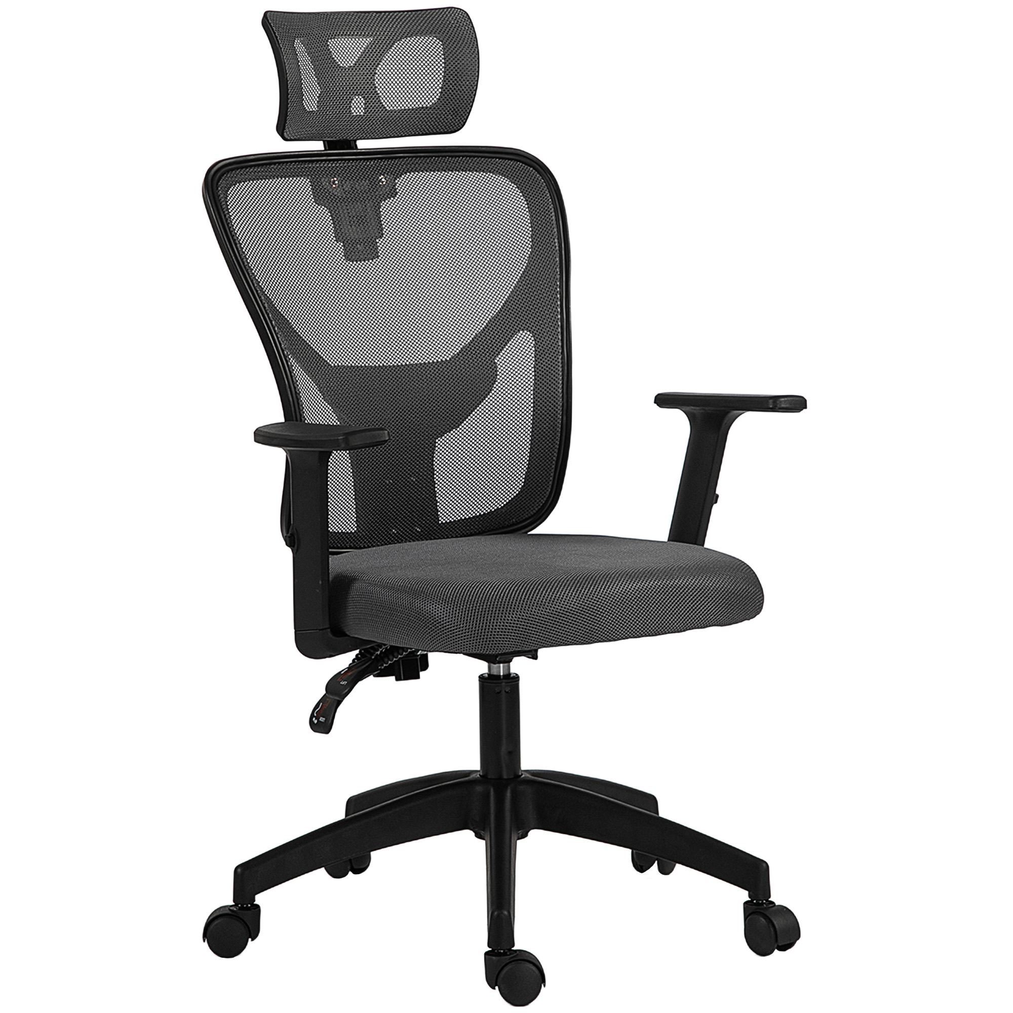 Vinsetto Sedia da Ufficio Ergonomica e Regolabile con Supporto Lombare e Poggiatesta, 66x61x106-116 cm, Grigio   Aosom Italy