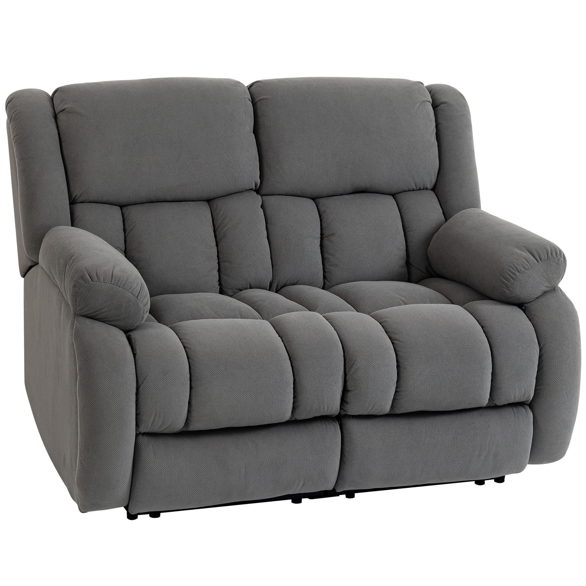 HOMCOM Sillón de 2 Plazas Relax Reclinable Manual Sillón Relax Tapizado en Terciopelo Reposapiés Ajustable Asiento Amplio Gris