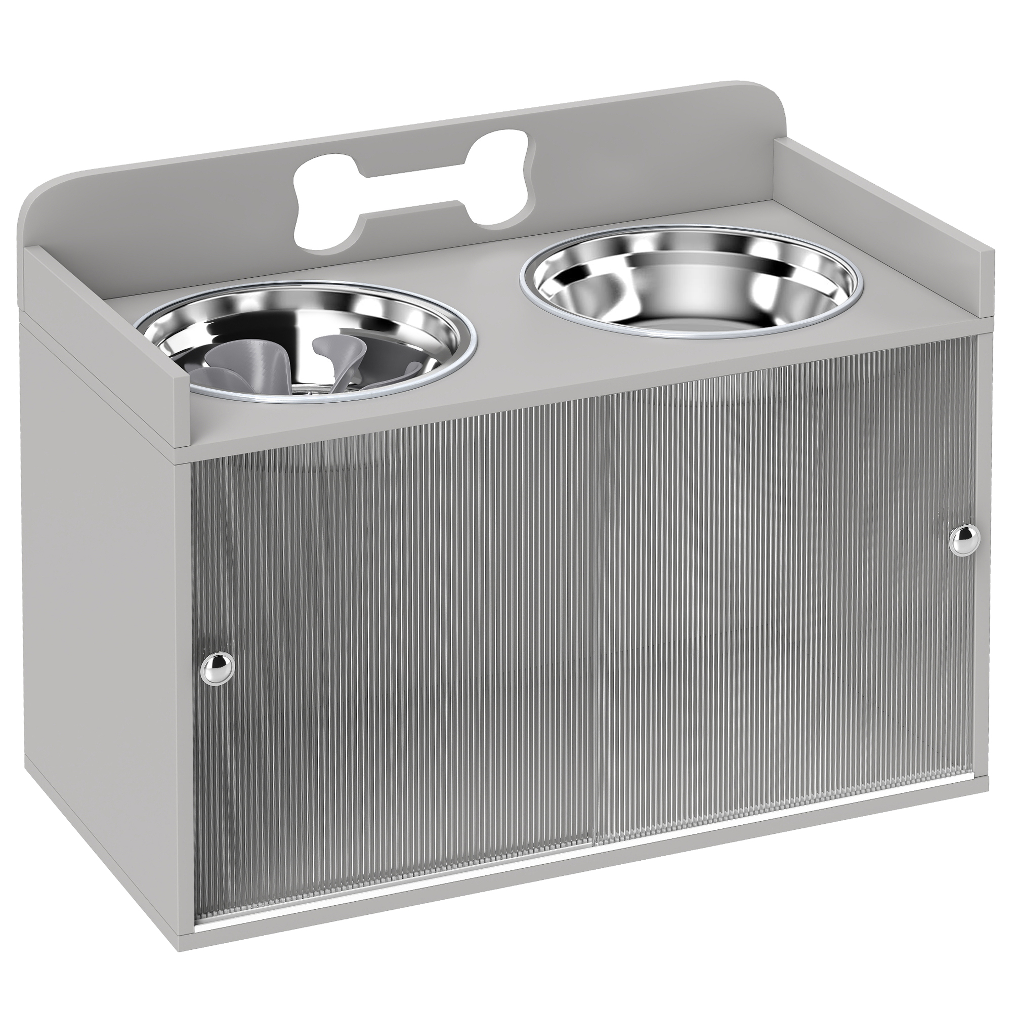 PawHut Hundenapf erhöht Futternapf mit Aufbewahrungsschrank, 2 Schüsseln mi günstig online kaufen