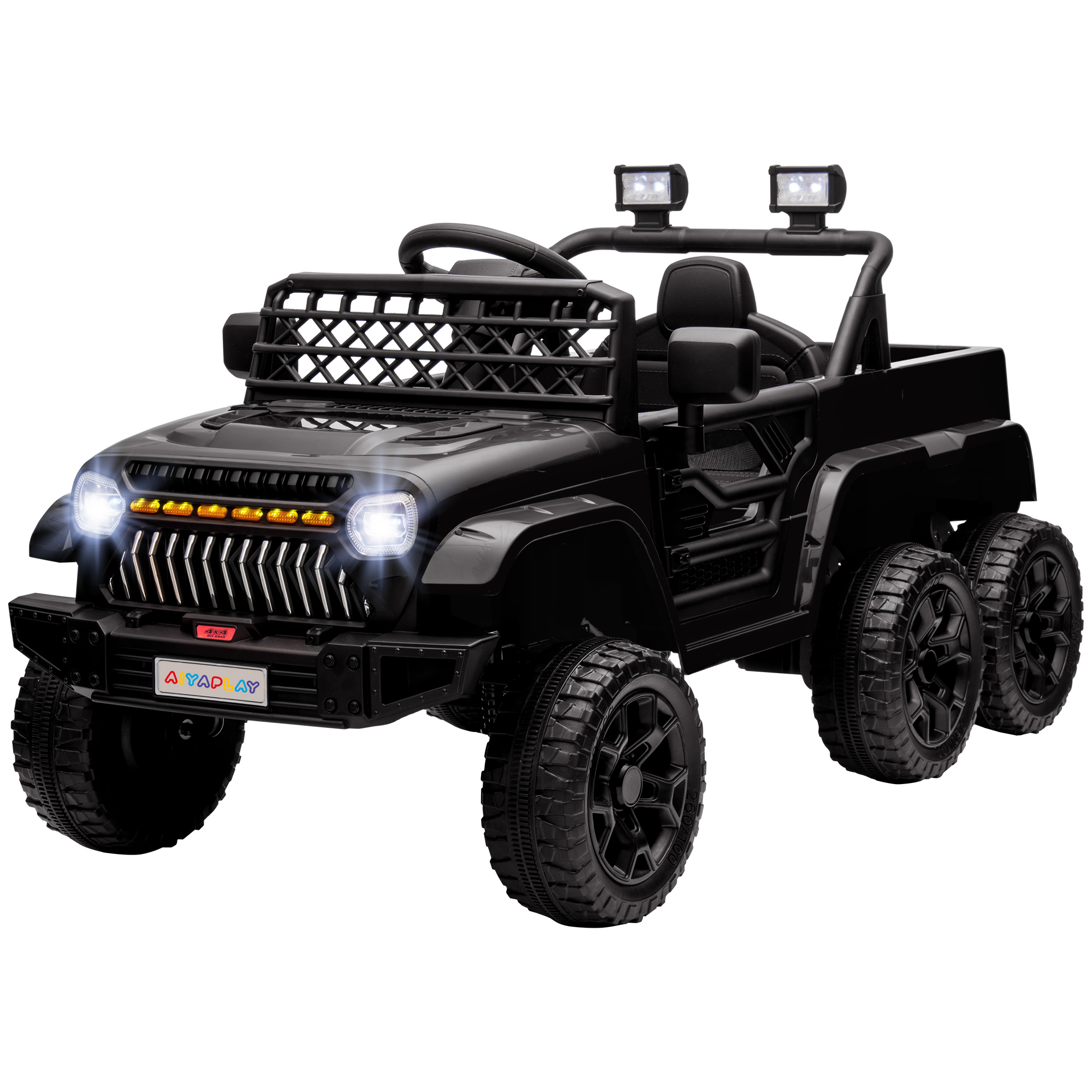 AIYAPLAY Auto elettrica per bambini 12V con telecomando 2,4 GHz, 2 motori, clacson, LED, musica, 101,5 x 49 x 43 cm, Giallo | Italy