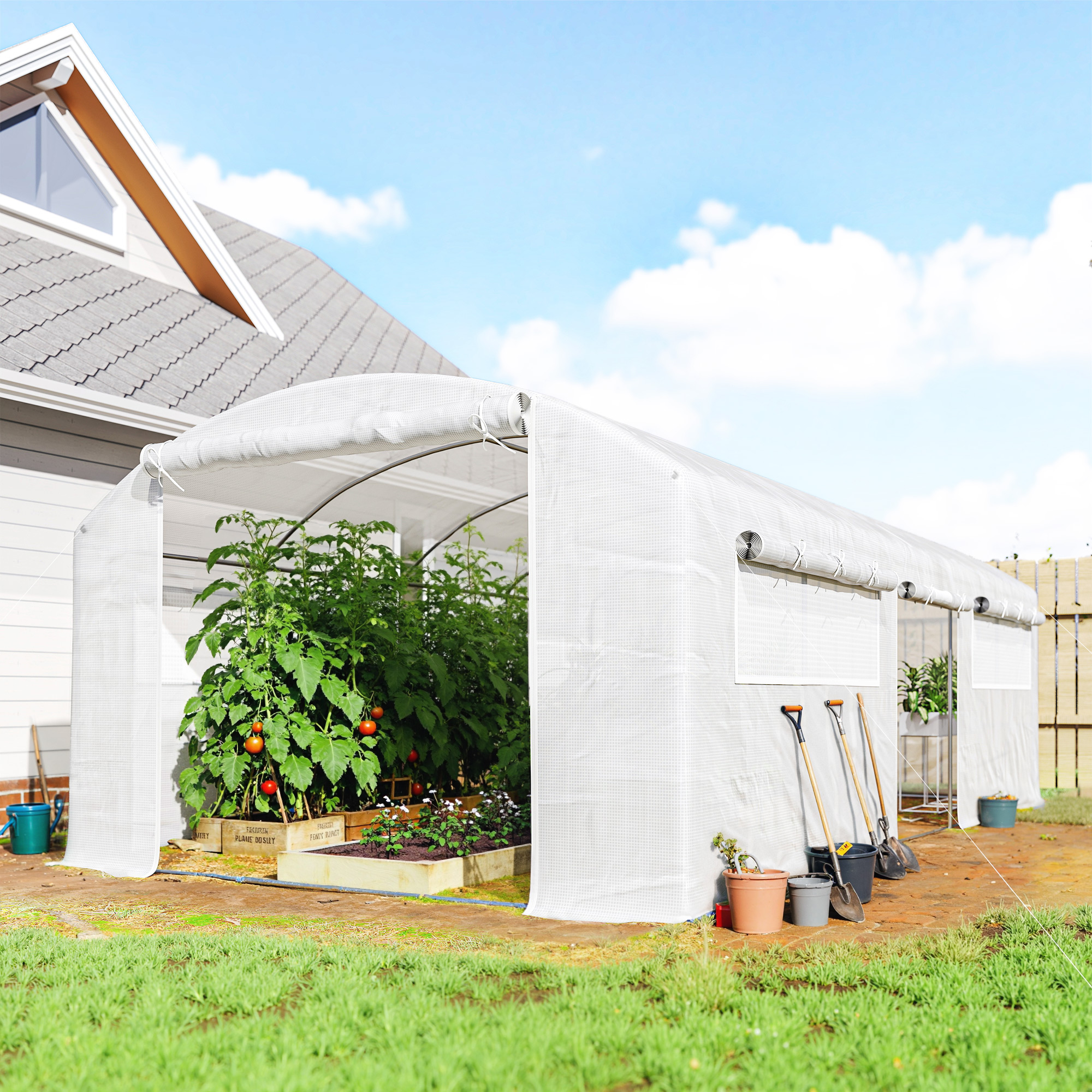 Outsunny Gewächshaus für den Außenbereich 6x3x2 m, Tunnelgewächshaus mit 3 günstig online kaufen