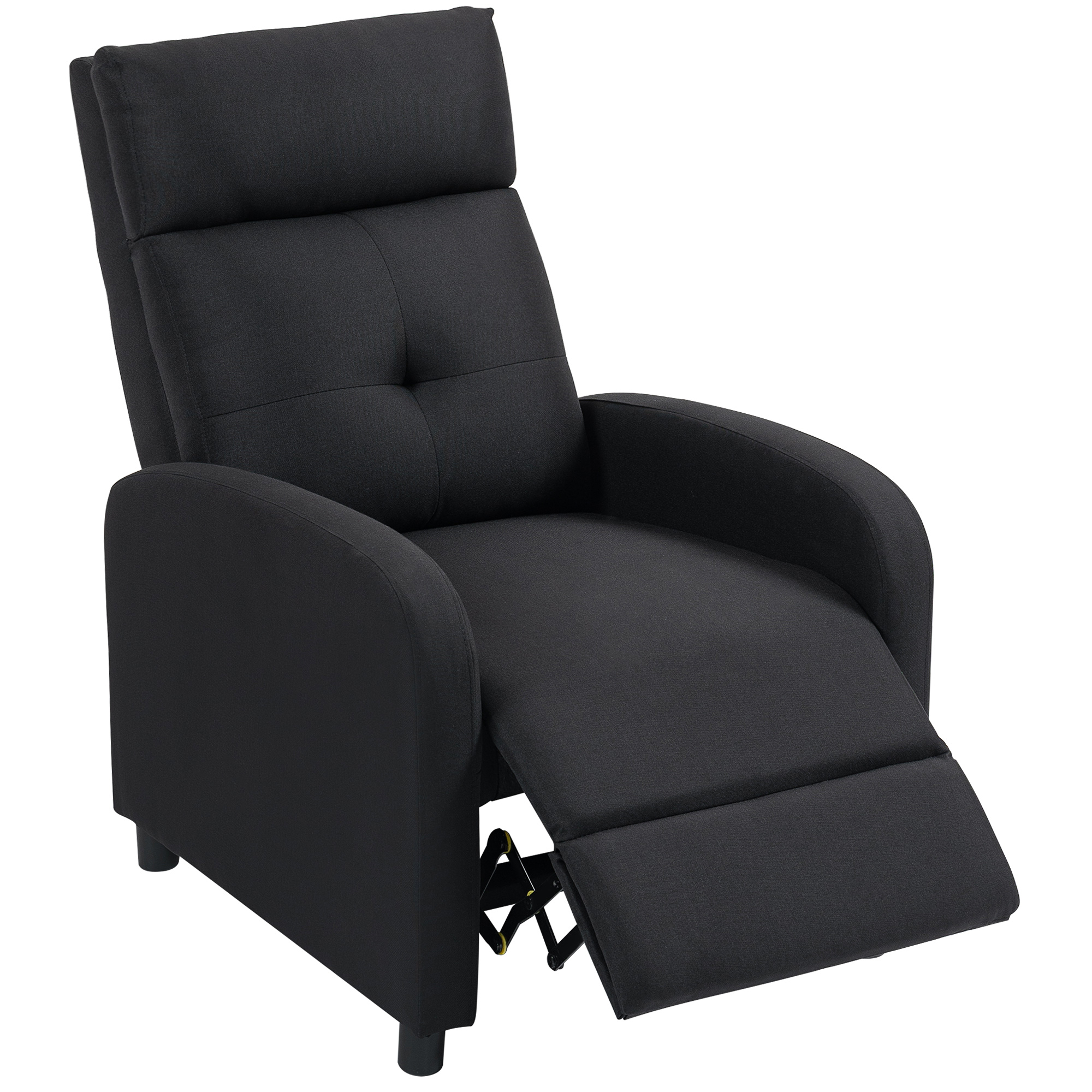 HOMCOM Sillón Relax Reclinable Manual hasta 155º Apertura Push con Reposapiés Respaldo Alto Acolchado Grueso Negro