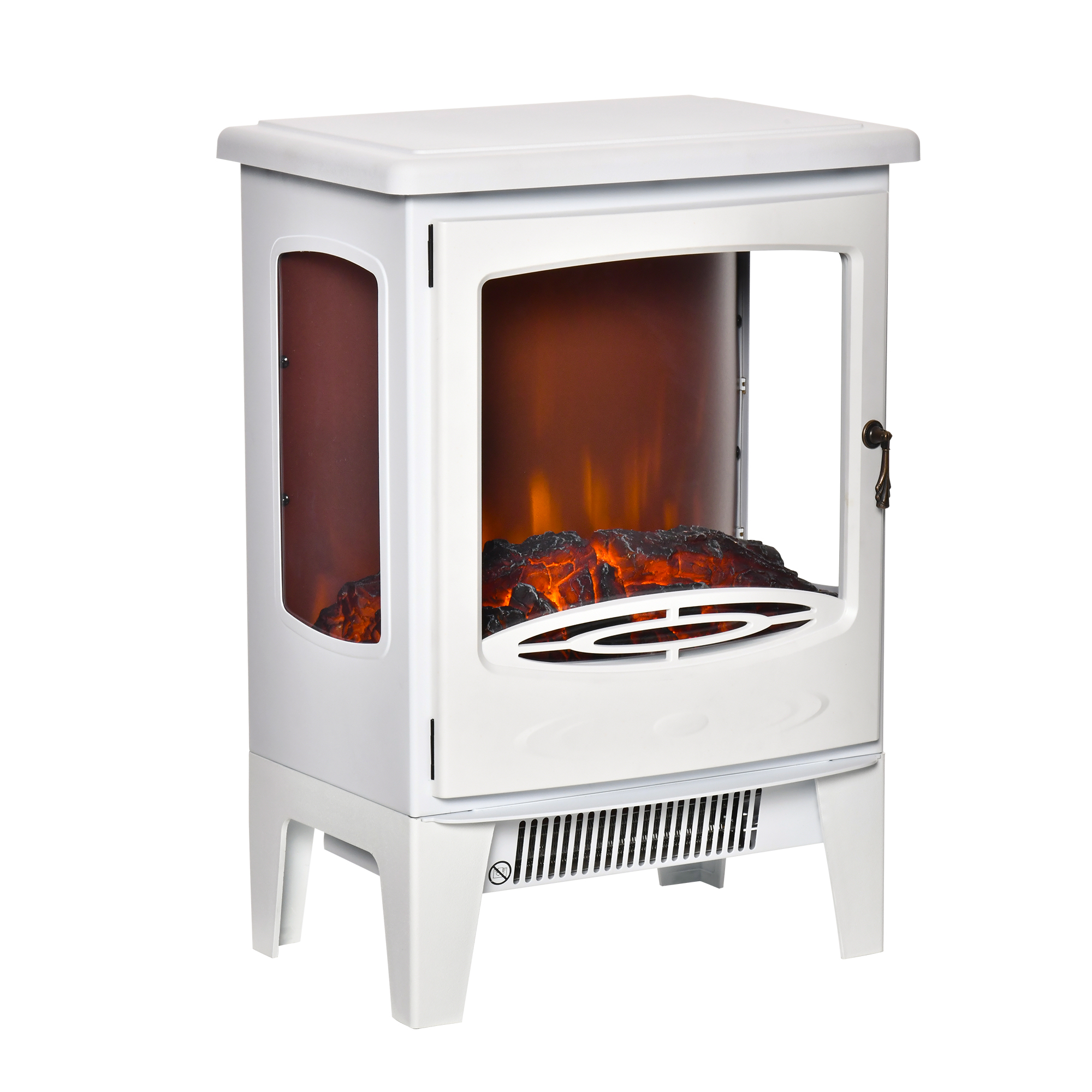 HOMCOM Camino Elettrico 900W-1800W con Effetto Fiamma, Temperatura Regolabile e 3 Lati Aperti, Copertura 20-25m², 39x26x54.8cm, Bianco   Aosom Italy