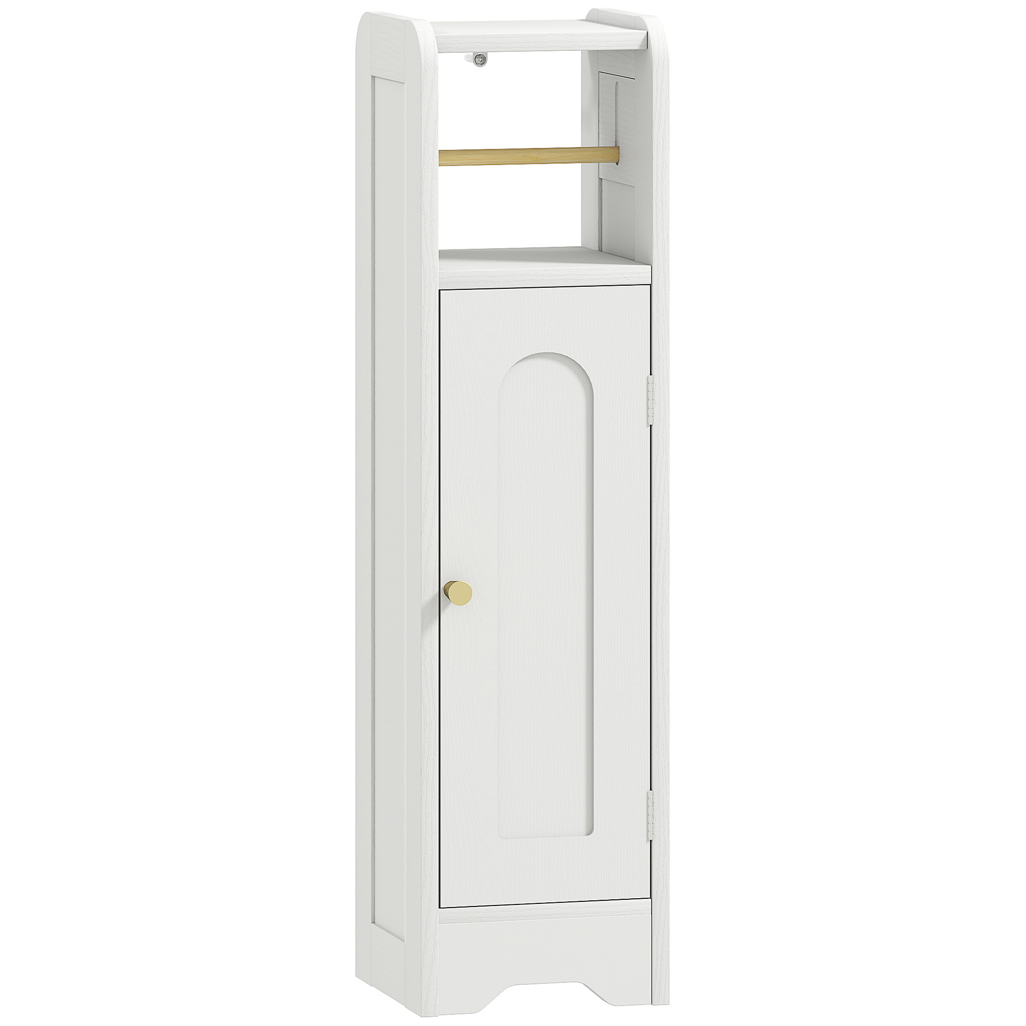 HOMCOM Mobile Porta Carta Igienica in Legno con Armadietto con Ripiano Interno Regolabile, 21x20x79 cm, Bianco   Aosom Italy
