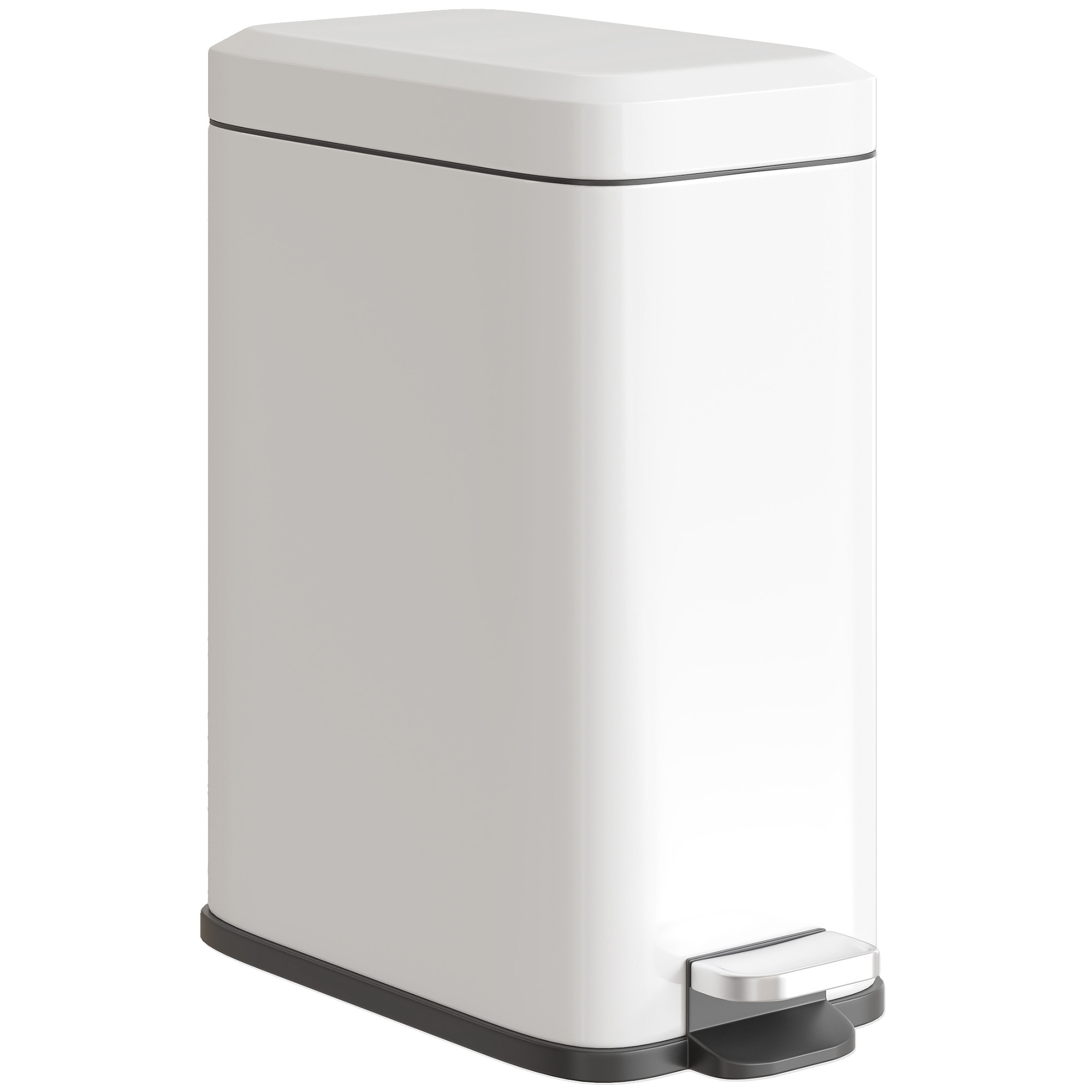 HOMCOM Mülleimer 5L Treteimer Kosmetikeimer Abfalleimer mit Deckel und Fußpedal, Müllbehälter mit Inneneimer, Badezimmer-Mülleimer für Wohnzimmer, Büro, Metall, Weiß, 29,2 x 14 x 32 cm Aosom
