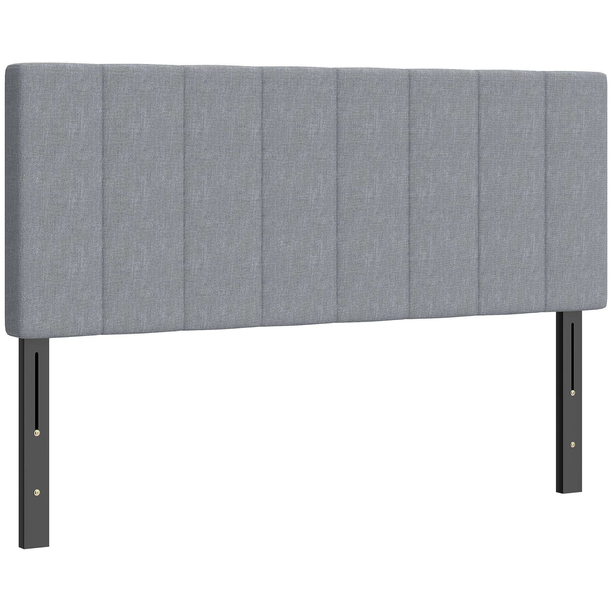 HOMCOM Testiera regolabile 3 livelli, imbottita con piedini in metallo, effetto lino 160x10x106/116/126 cm Grigio   Aosom Italy