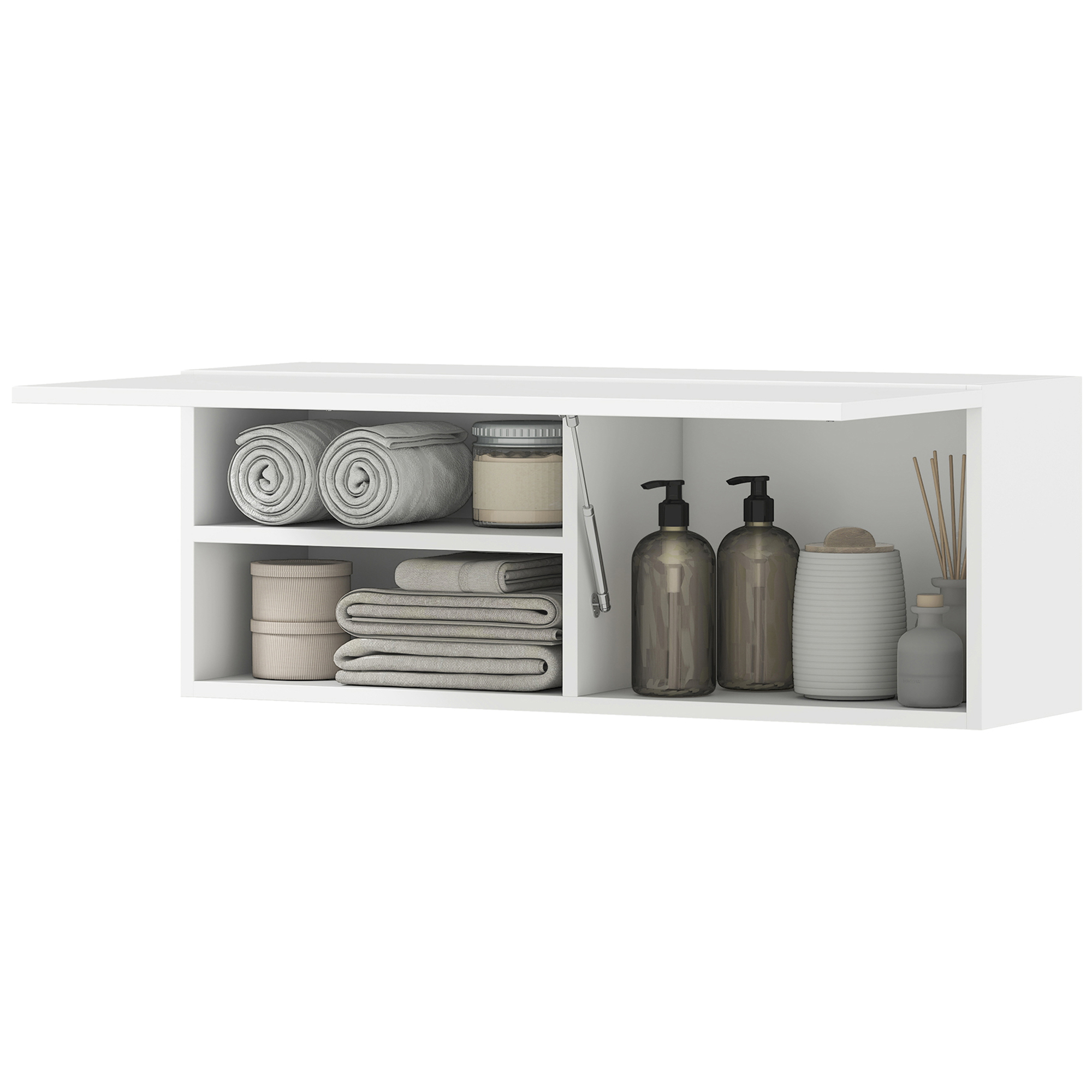 HOMCOM Armoire murale de salle de bain, meuble de rangement suspendu avec porte à charnières, 80 x 25 x 30 cm, blanc