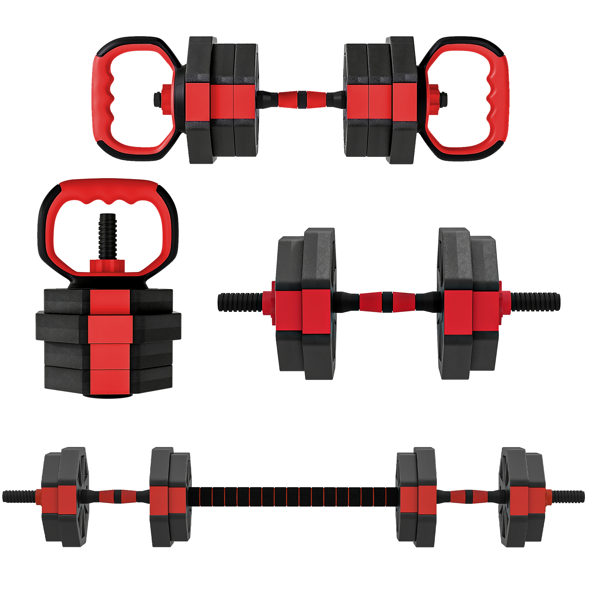 SPORTNOW 4-in-1 Hantelset Kurzhantel Set Kurzhanteln Langhanteln verstellbar 15 KG Hanteln Set Dumbbell mit Verbindungsrohr Sternverschlüsse Kurzhantelset für Krafttraining Zuhause   Aosom – SPORTNOW