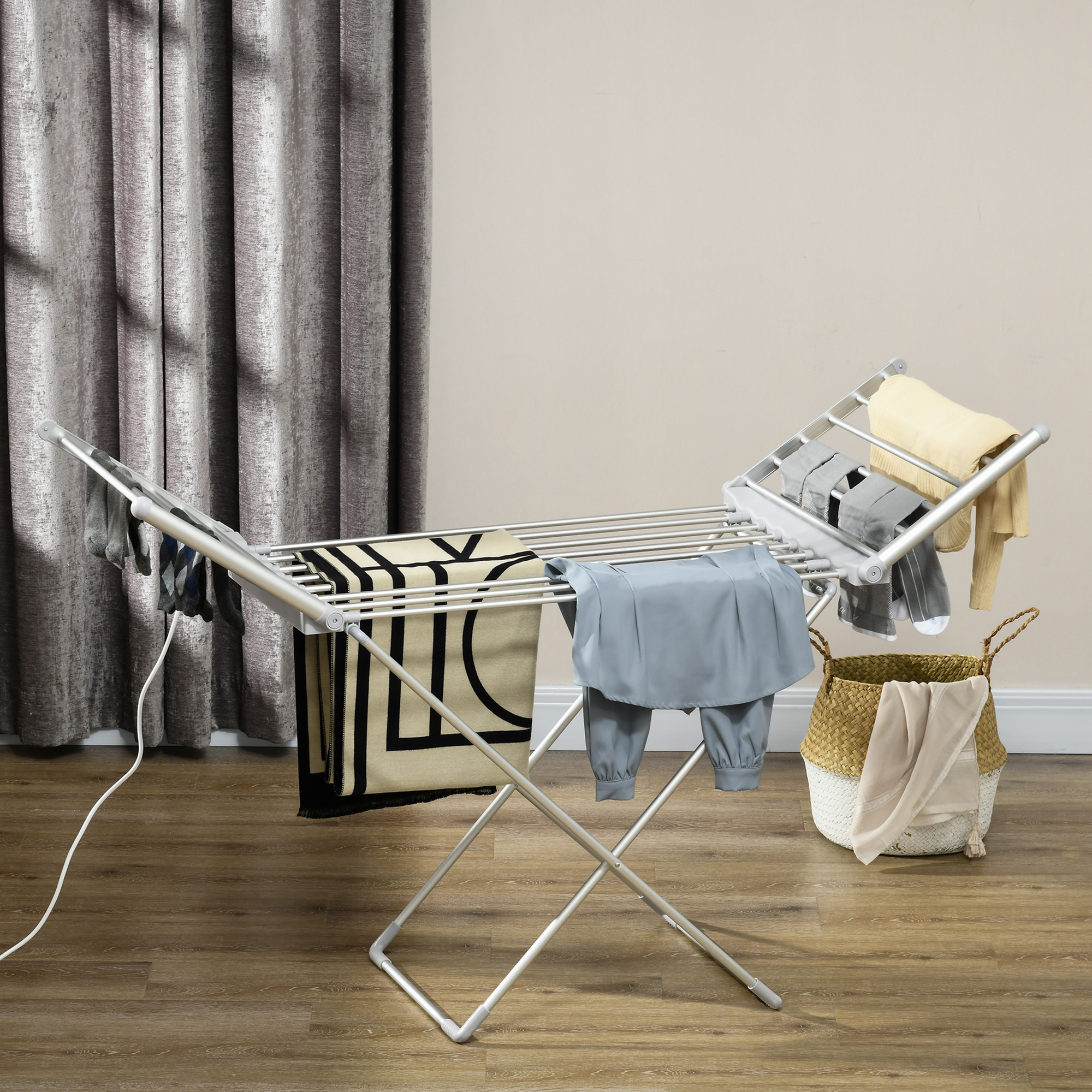 Sèche-Serviettes Chauffant Électrique 18 Barres - 230W, Pliable, Économique (45-55°C) - Pour Salle De Bain, Cuisine