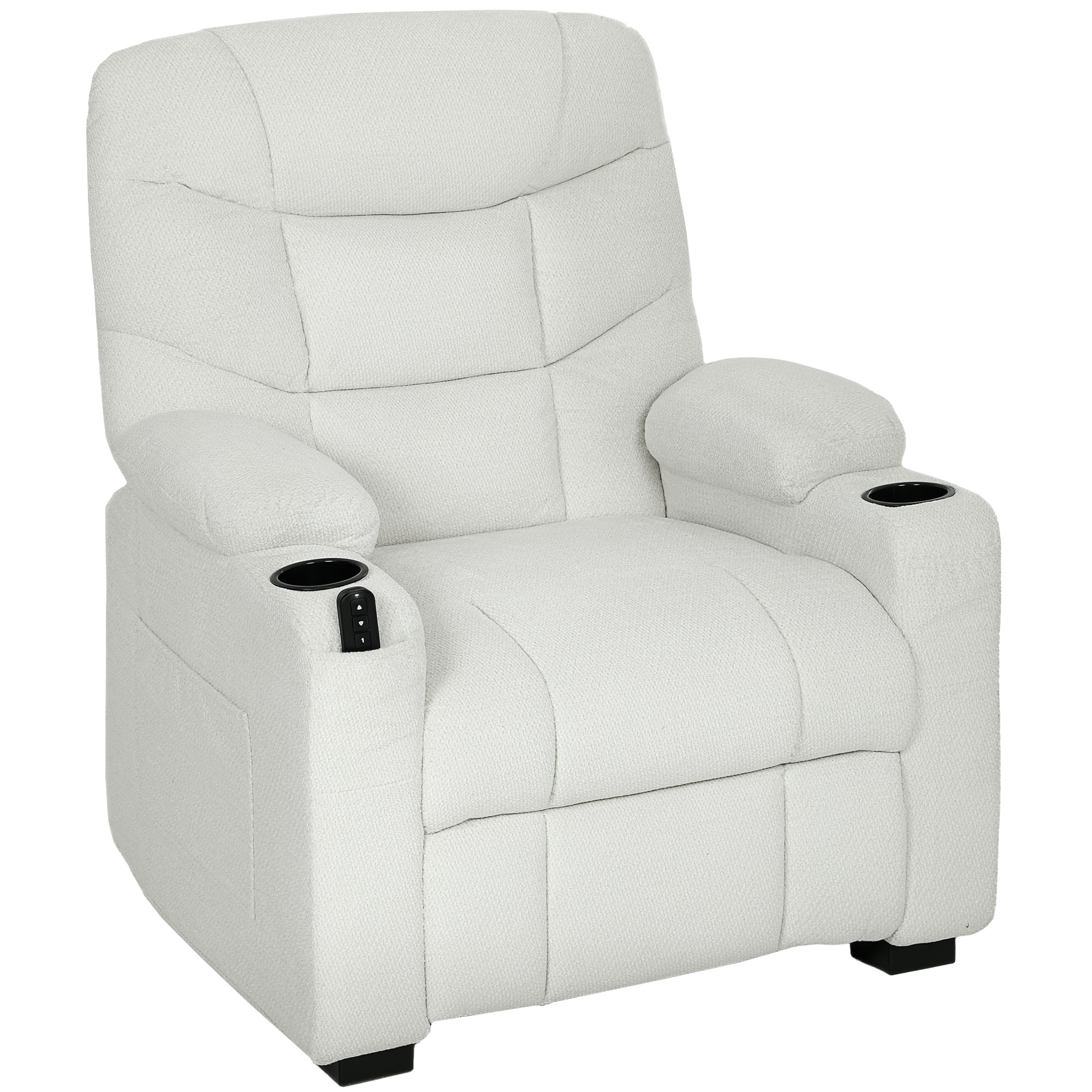 HOMCOM Sillón Relax Reclinable Eléctrico Silencioso con Función Memoria Reposapiés Mando a Distancia Bolsillos Laterales Crema
