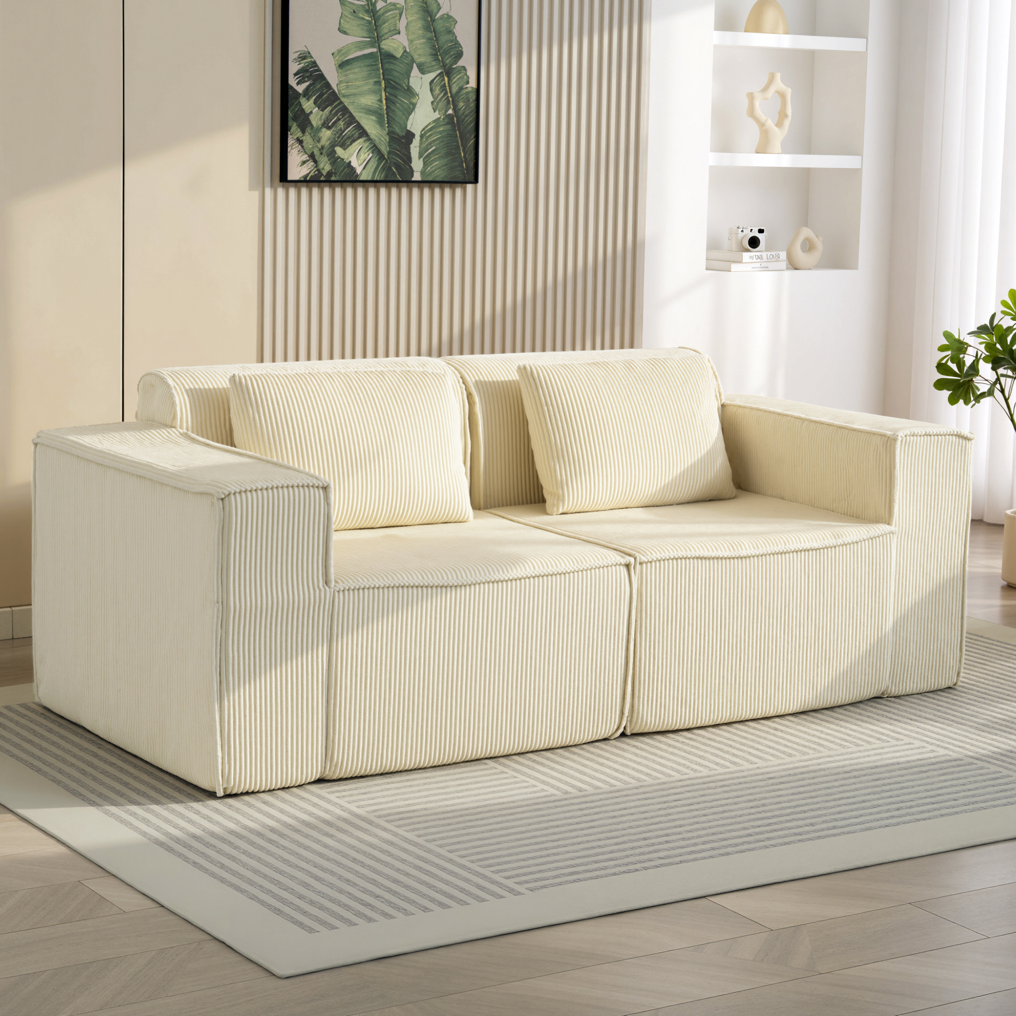 HOMCOM 3-Sitzer Sofa, 202 cm Cloud-Couch ohne Gestell Loungesofa mit 2 Lend günstig online kaufen