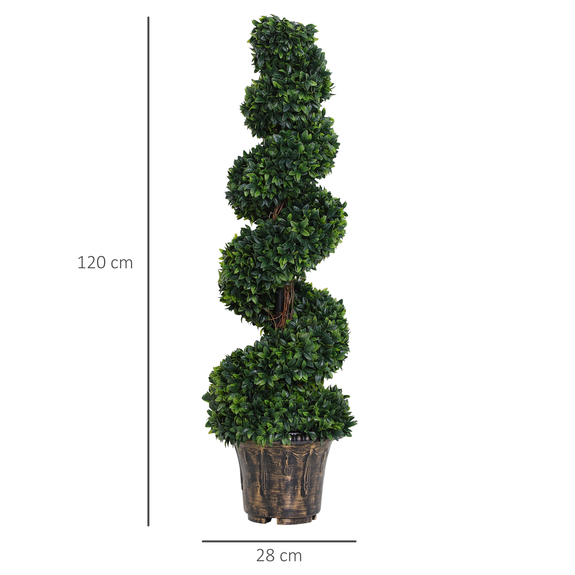  Planta Artificiala Decorativa Buxus in Spirala cu Ghiveci Inclus, Ф32x120 cm, Verde [2]