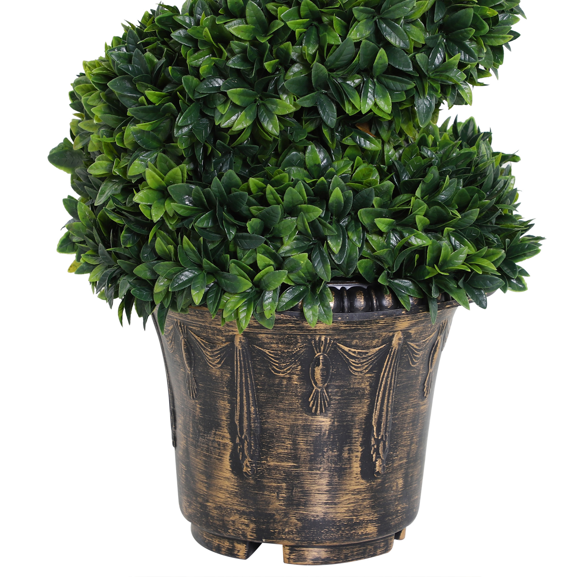  Planta Artificiala Decorativa Buxus in Spirala cu Ghiveci Inclus, Ф32x120 cm, Verde [7]