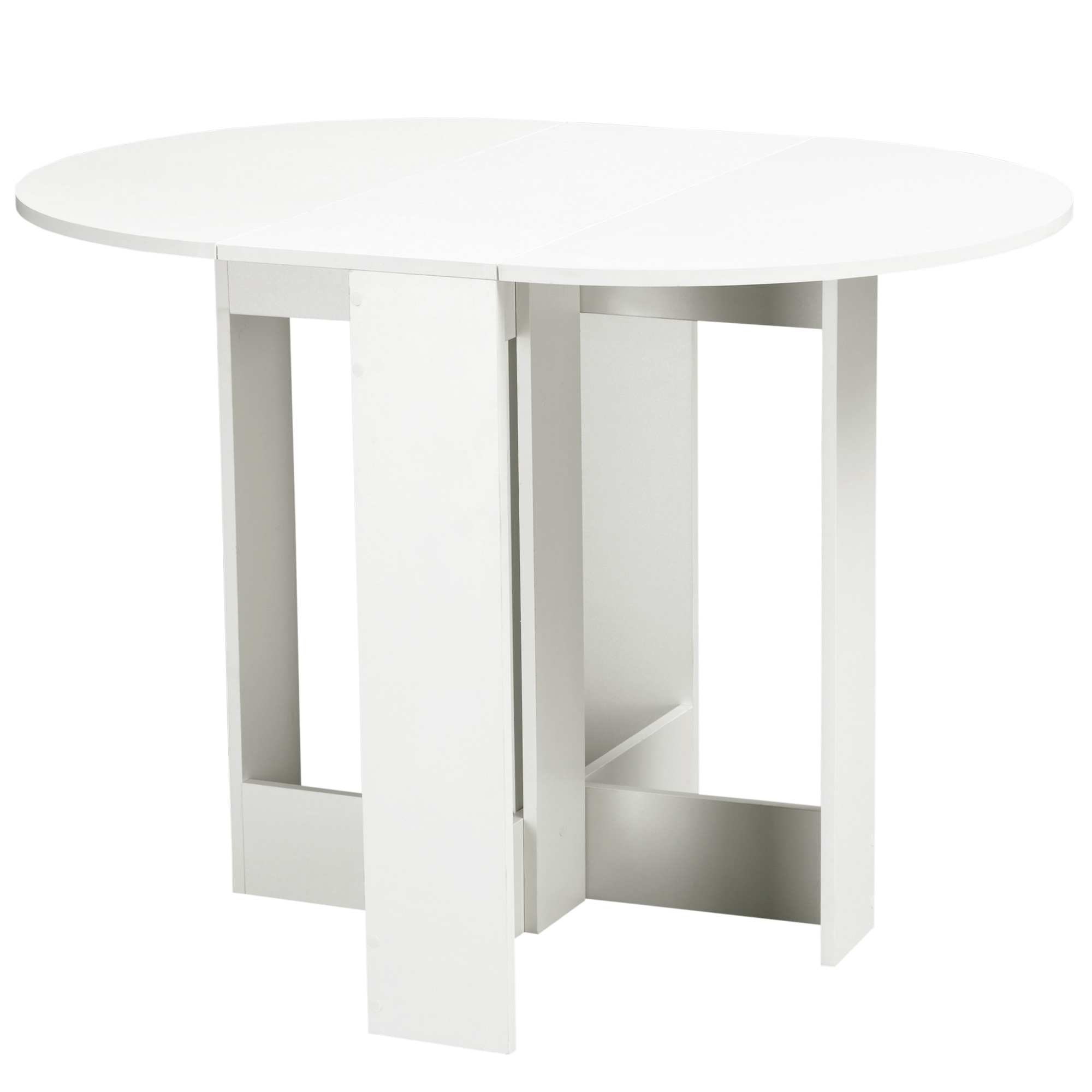 HOMCOM Mesa de Comedor Plegable con 2 Alas Abatibles Mesa Auxiliar de Madera para Cocina Salón 104x76x73,7 cm Blanco | Aosom España