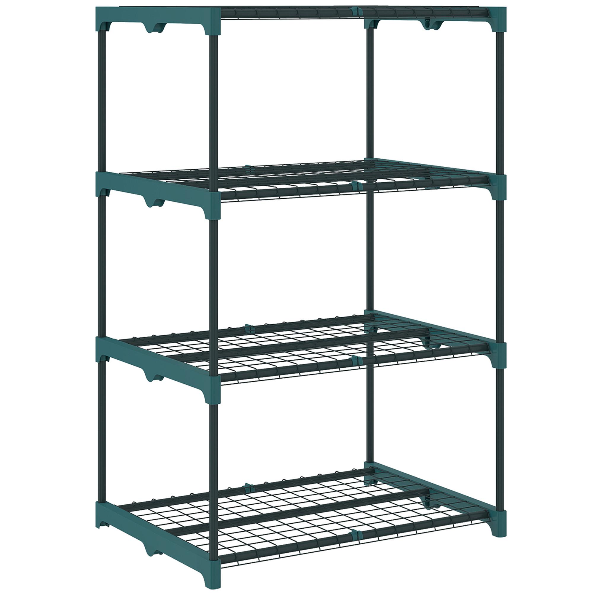Outsunny Soporte para Plantas de 4 Niveles Estantería para Plantas de Acero Estantes de Rejilla 67x49x105 cm Verde Oscuro