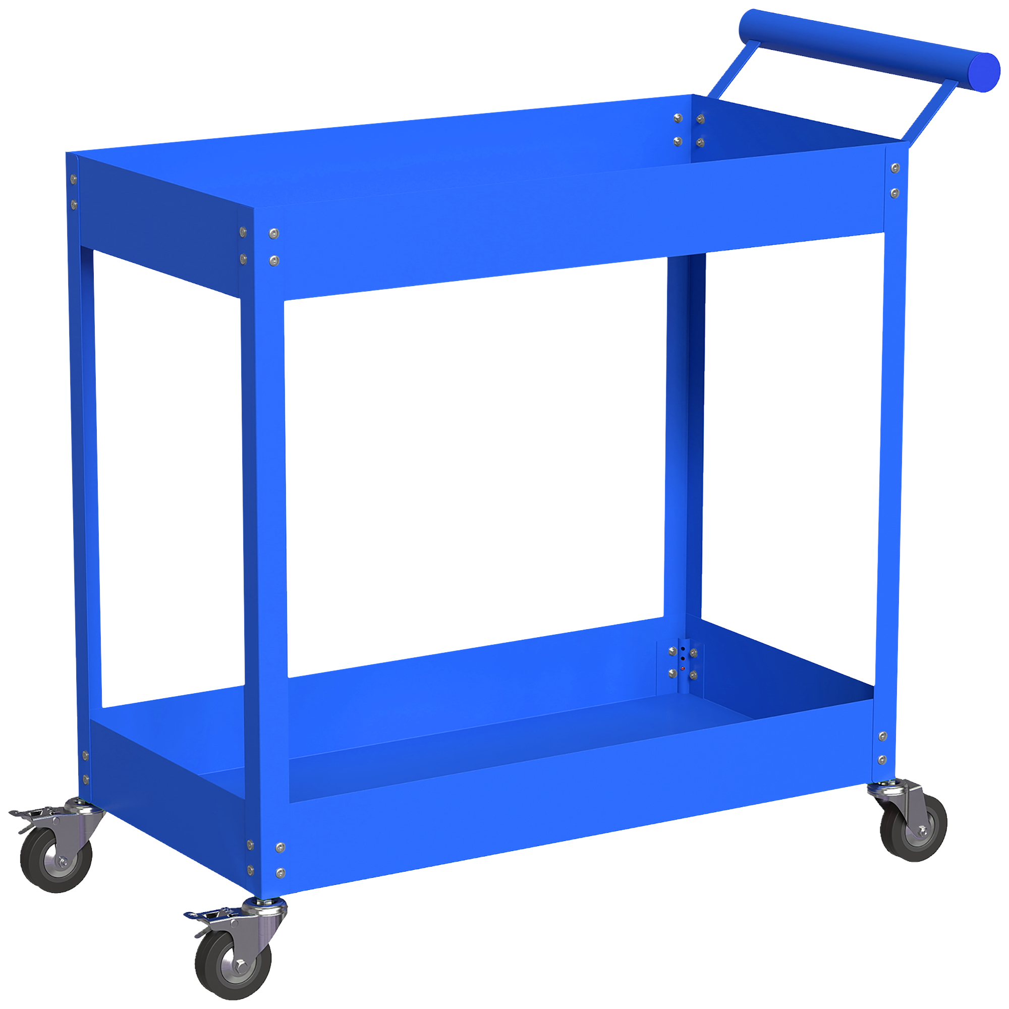 DURHAND Carrito de taller servante de 2 niveles, asa lateral y ruedas con freno, 84,5x38x84 cm, azul