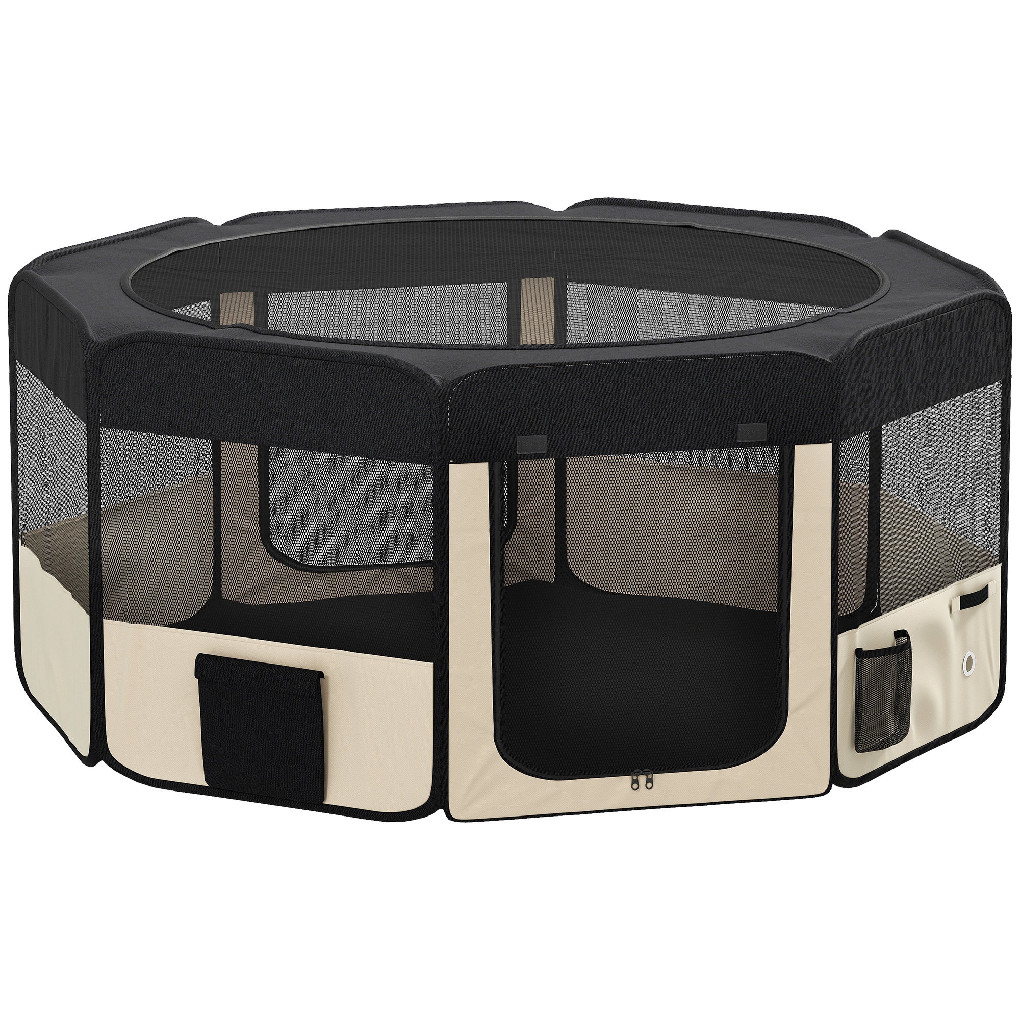 PawHut Parco Pieghevole per Cani e Gatti Recinto Portatile per Piccoli Animali Impermeabile in Tessuto Oxford Ø90x41 cm Nero   Aosom Italy