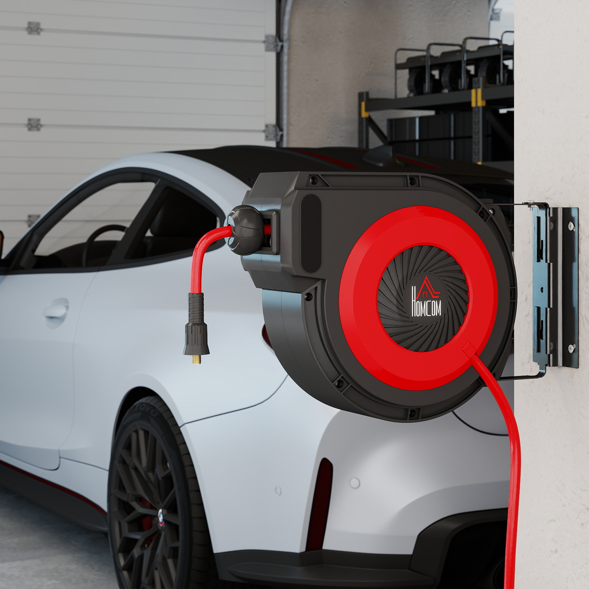 HOMCOM Automatik Druckluftschlauchtrommel 15m+1,5m Druckluftschlauch mit  1 günstig online kaufen