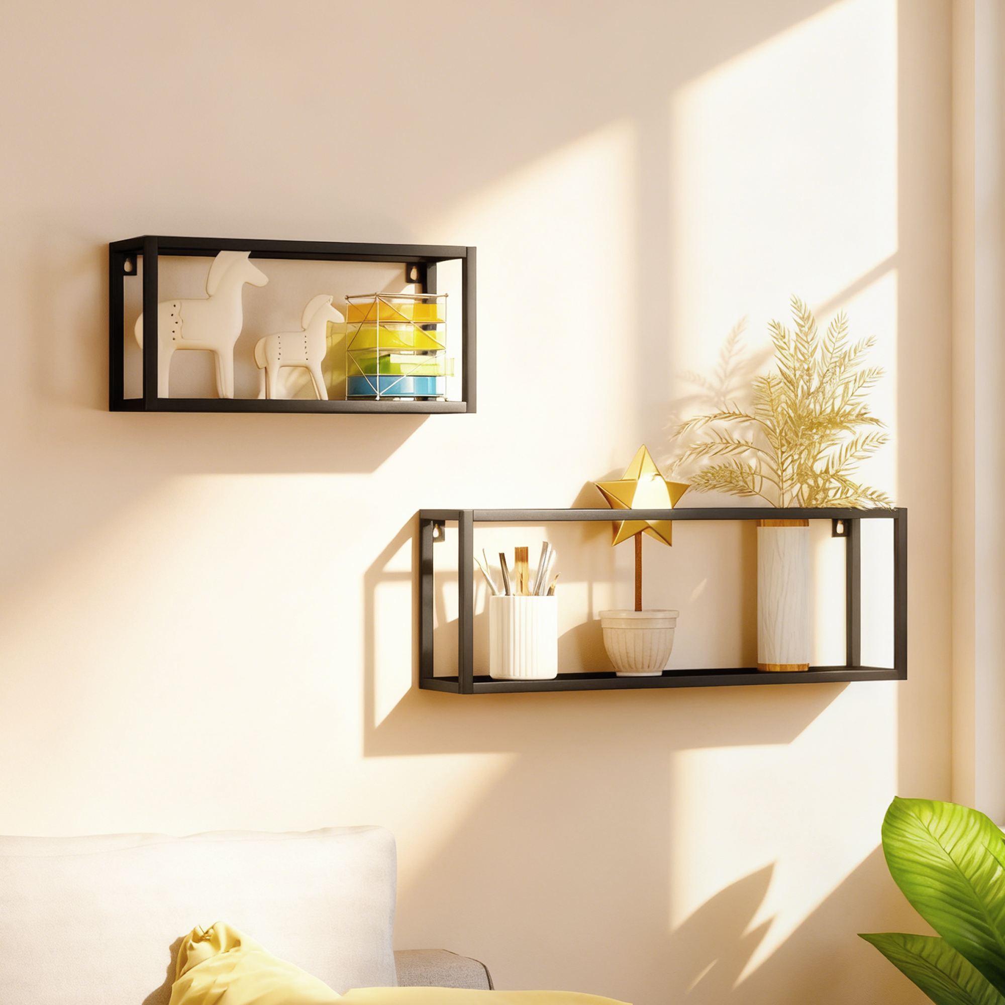 HOMCOM Wandregal 2er-Set Schweberegal aus Stahl, Wandboard, Regalbrett für günstig online kaufen