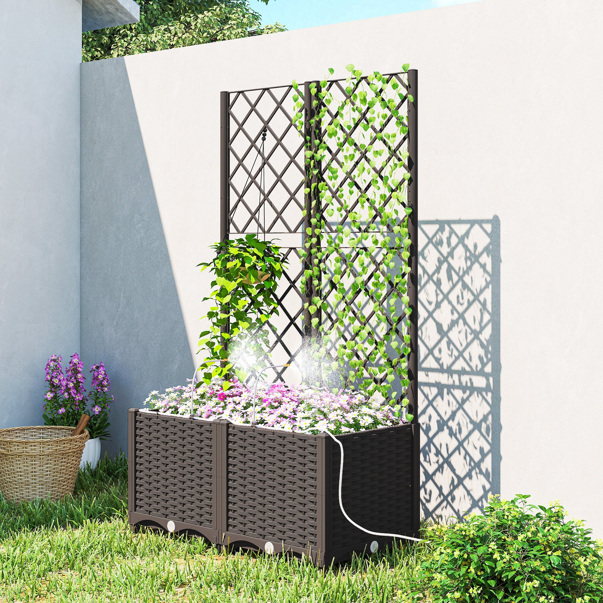 Outsunny 2er Set Spalier mit Pflanzkasten Blumenkasten mit Drainageloch Tim günstig online kaufen