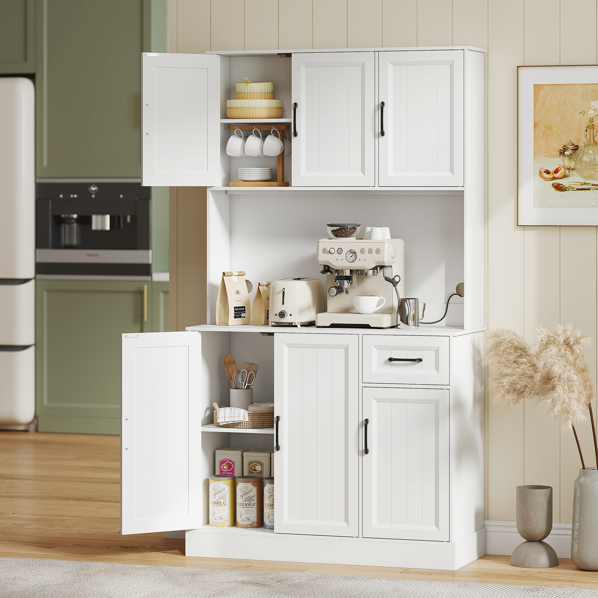 HOMCOM Küchenschrank, Buffetschrank mit Arbeitsplatte, verstellbaren Regale günstig online kaufen