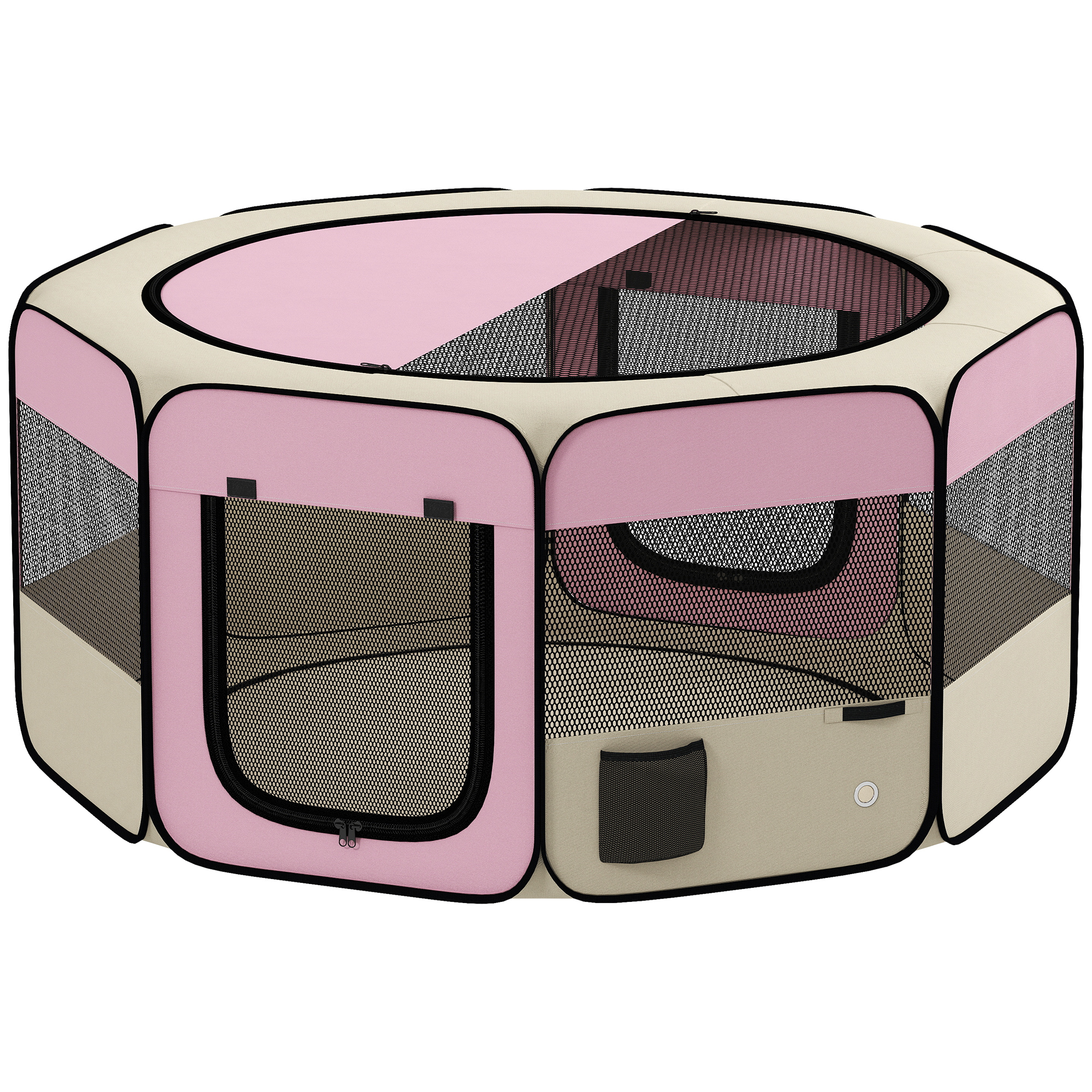 PawHut Recinto Pieghevole per Cani e Gatti, Recinto Portatile per Piccoli Animali Impermeabile in Tessuto Oxford Ø120x58cm Rosa   Aosom Italy