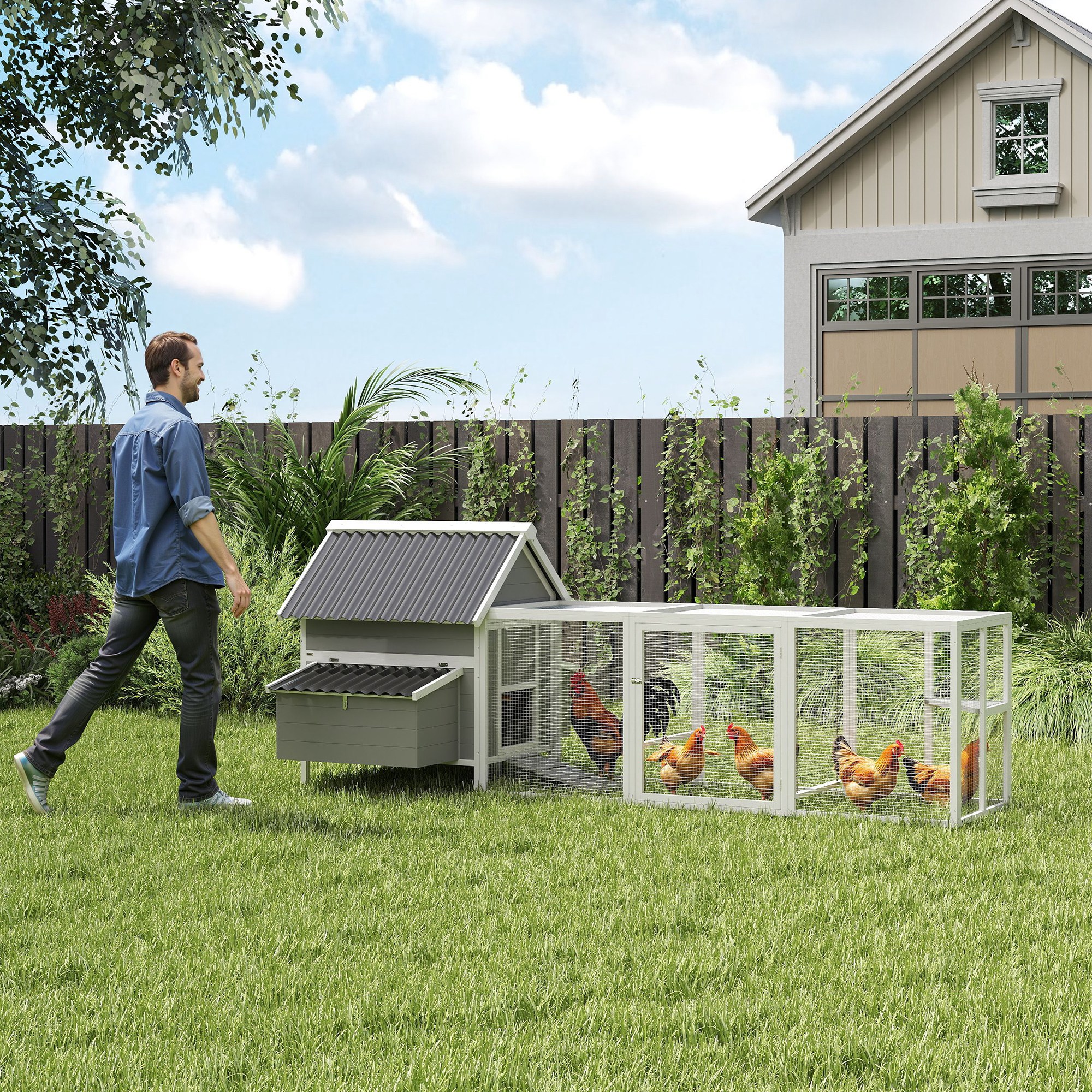 PawHut Hühnerstall 283 x 133,5 x 112 cm Hühnerhaus für 7-10 Hühner Hühnerge günstig online kaufen