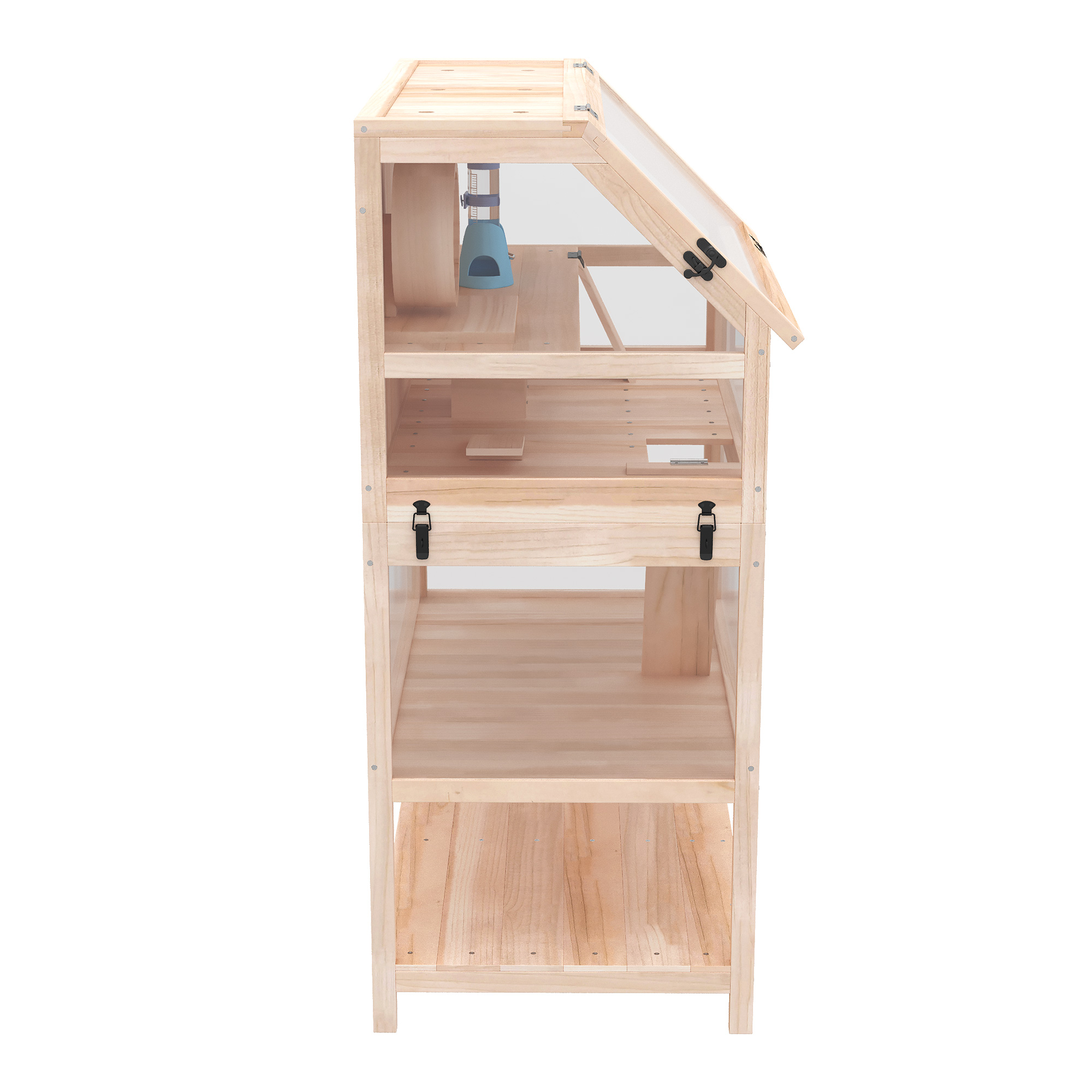 PawHut Hamsterkäfig aus Holz 3 Etagen 80 x 53 x 117 cm Nagerkäfig Kleintier günstig online kaufen