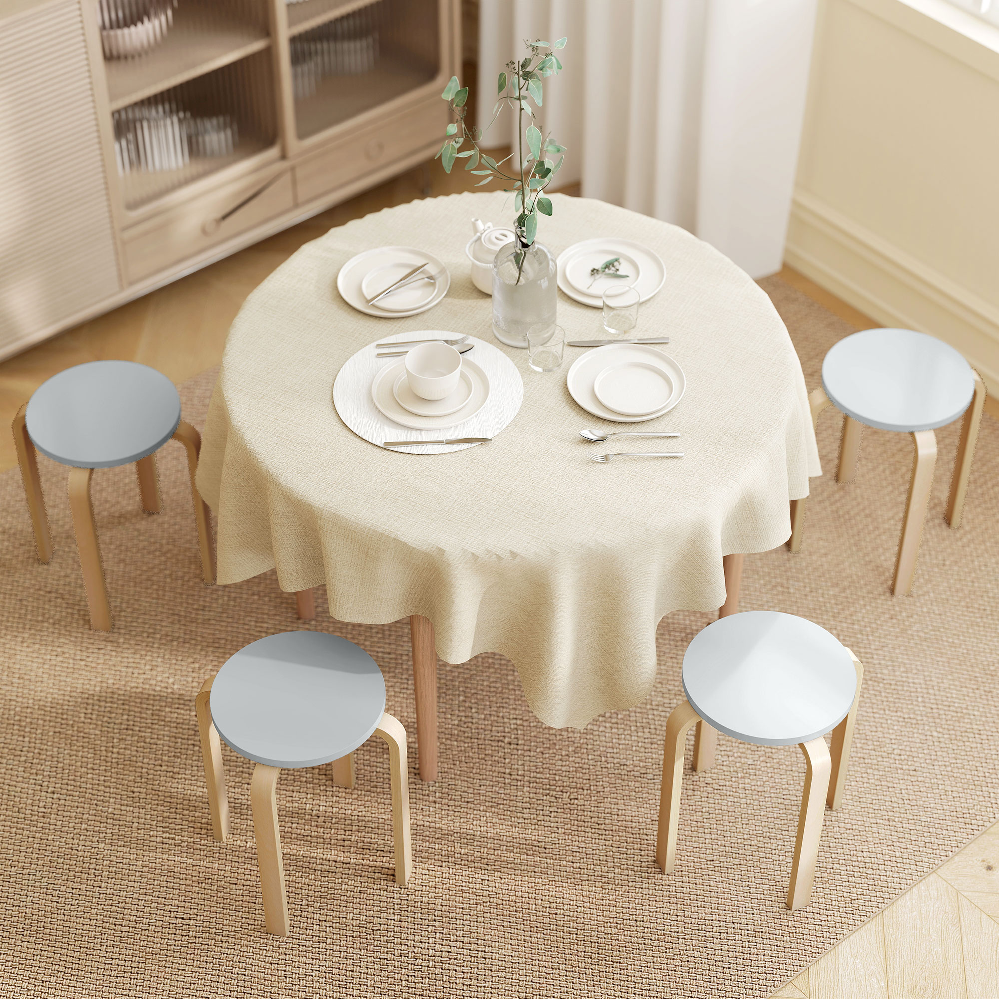 HOMCOM 4er Set Hocker Stapelbar Esszimmerhocker, Runde Kleiner Hocker, Küch günstig online kaufen