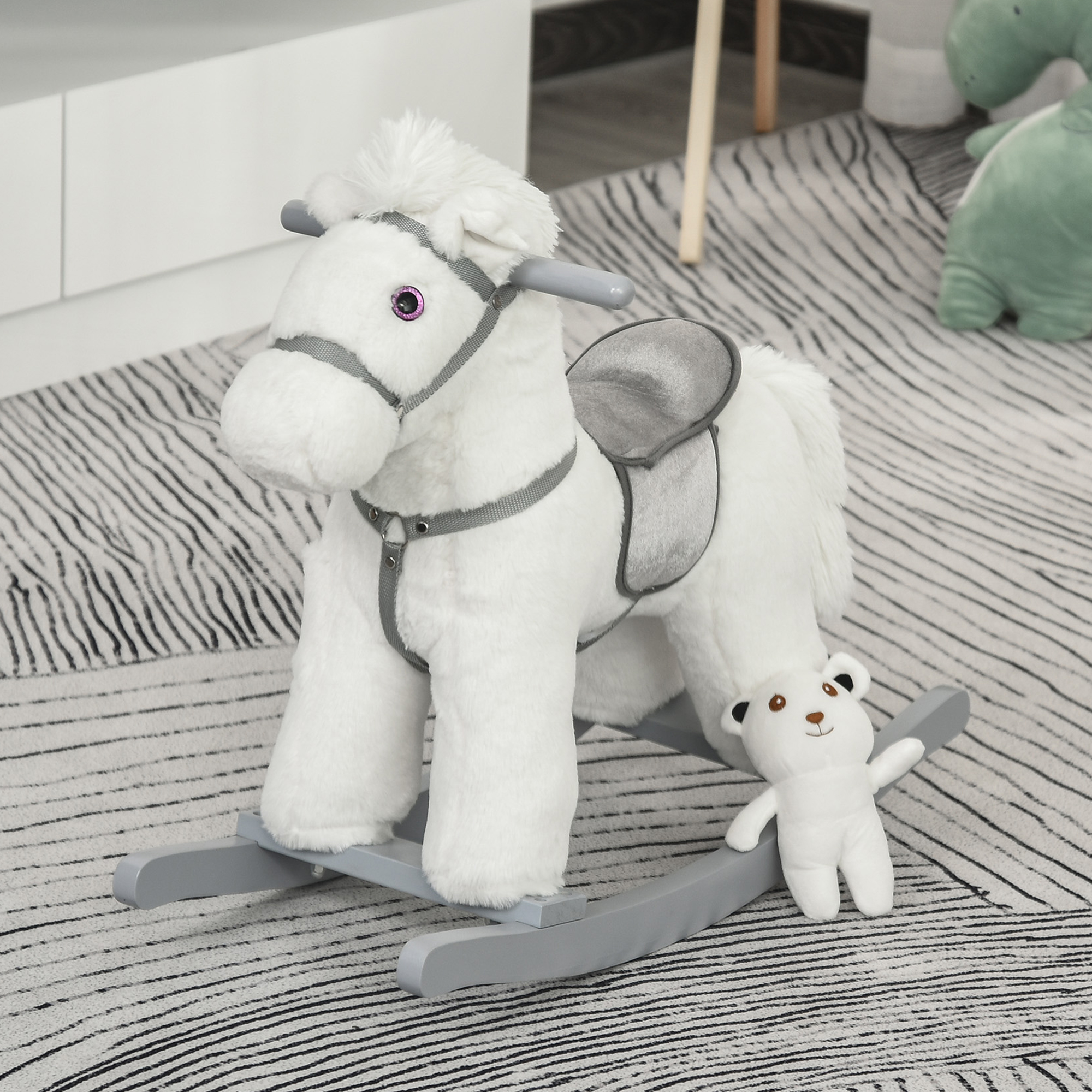 spielzeug tiergeräusche Preisvergleich für HOMCOM Kinder Schaukelpferd Baby Schaukeltier mit