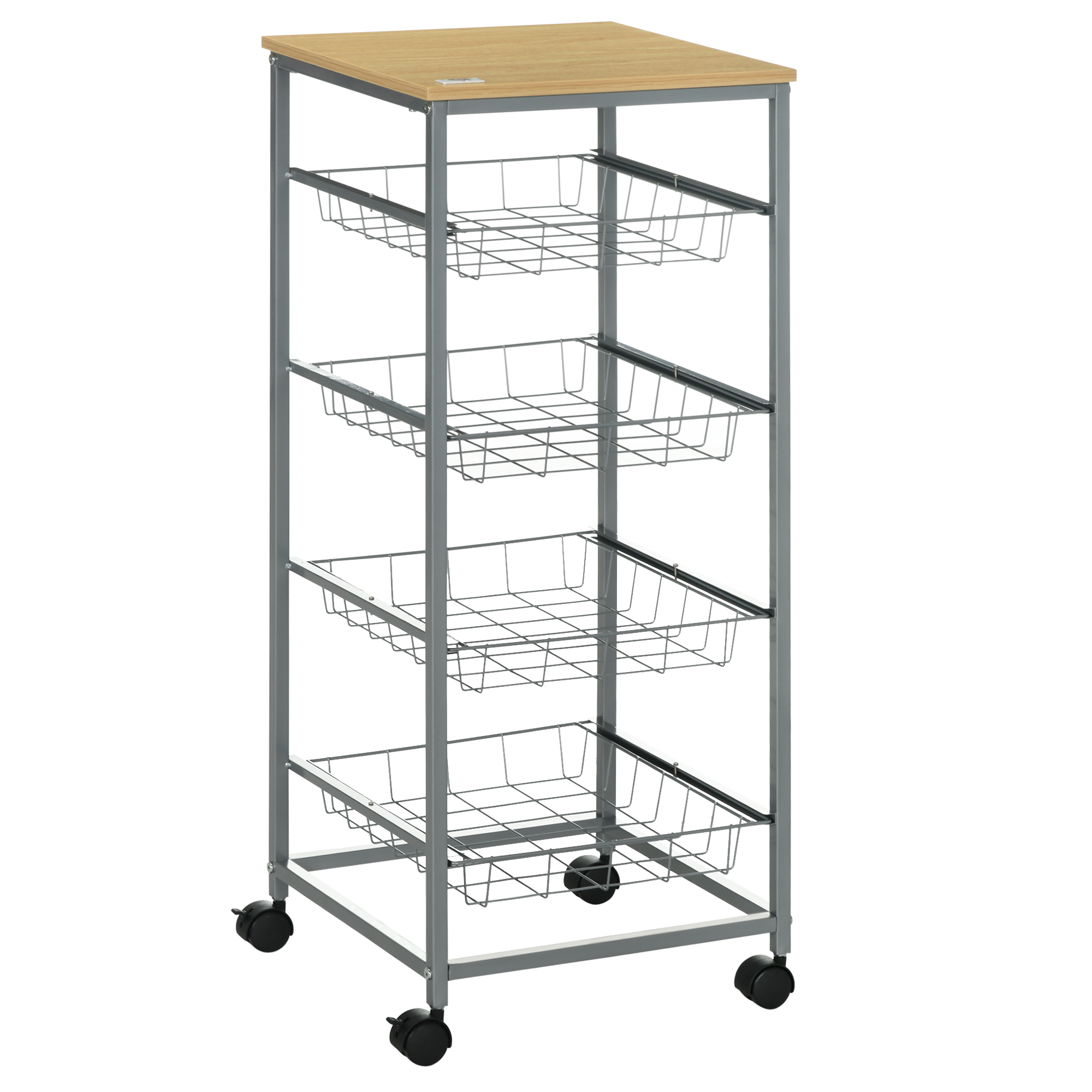 HOMCOM Servierwagen Küchenwagen mit Metallkörben 36,5 x 36,5 x 89 cm Küchentrolley Beistellwagen Silber für Küche & Esszimmer   Aosom.de – HOMCOM