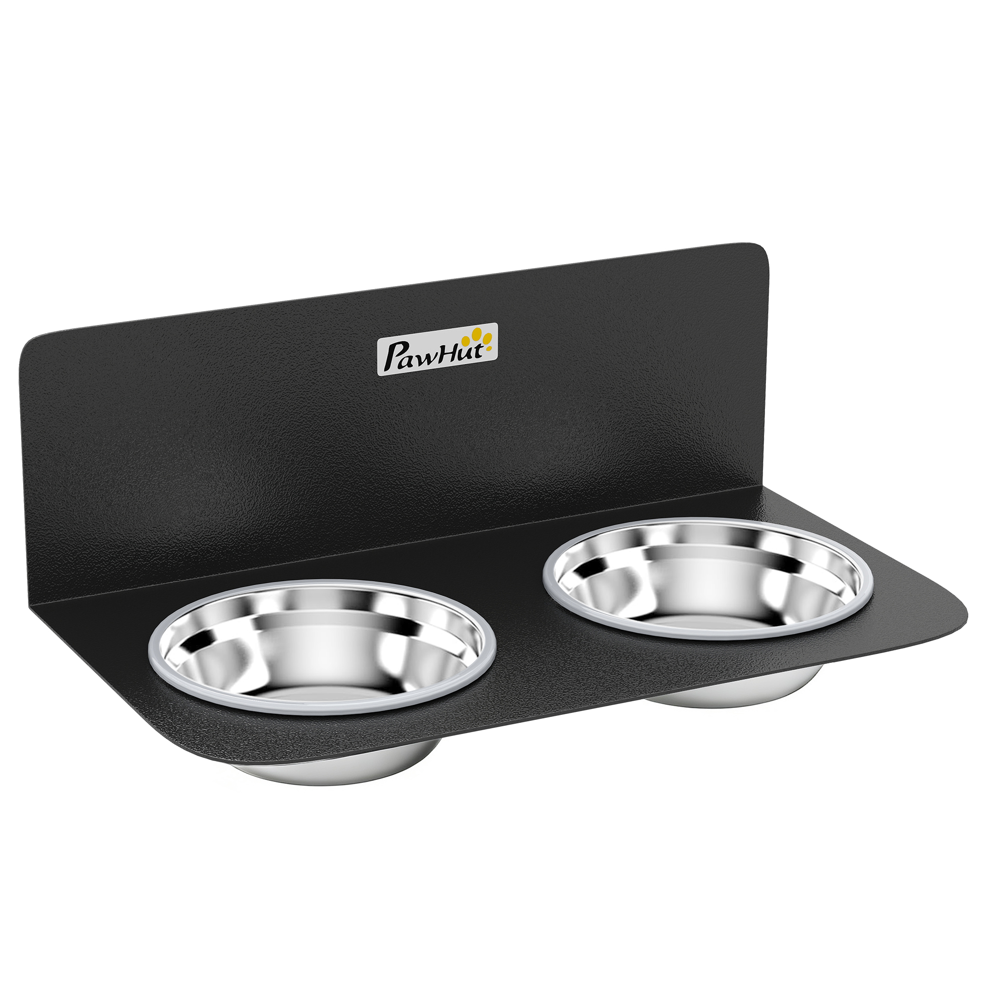 PawHut Hundenapf höhenverstellbar Wand Futternapf mit 2 x 800ml Edelstahlnäpfen Futterstation für kleine, mittlere, große Hunde, Schwarz   Aosom – PawHut