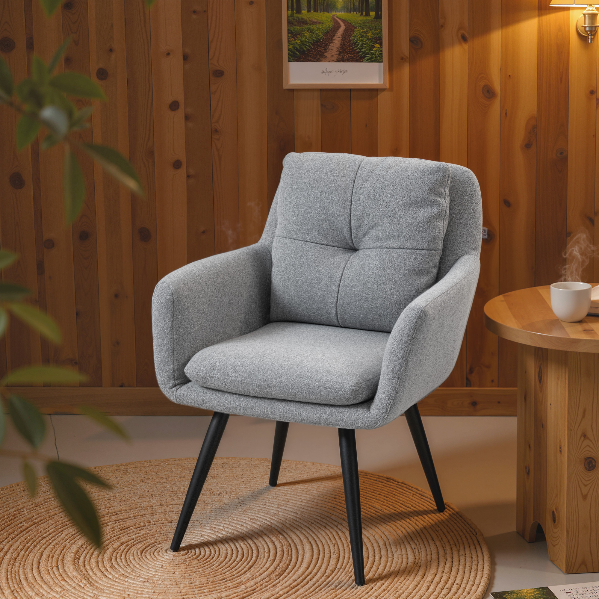 HOMCOM Sessel Loungesessel mit Leinenoptik, Relaxsessel mit Metallbeinen, D günstig online kaufen