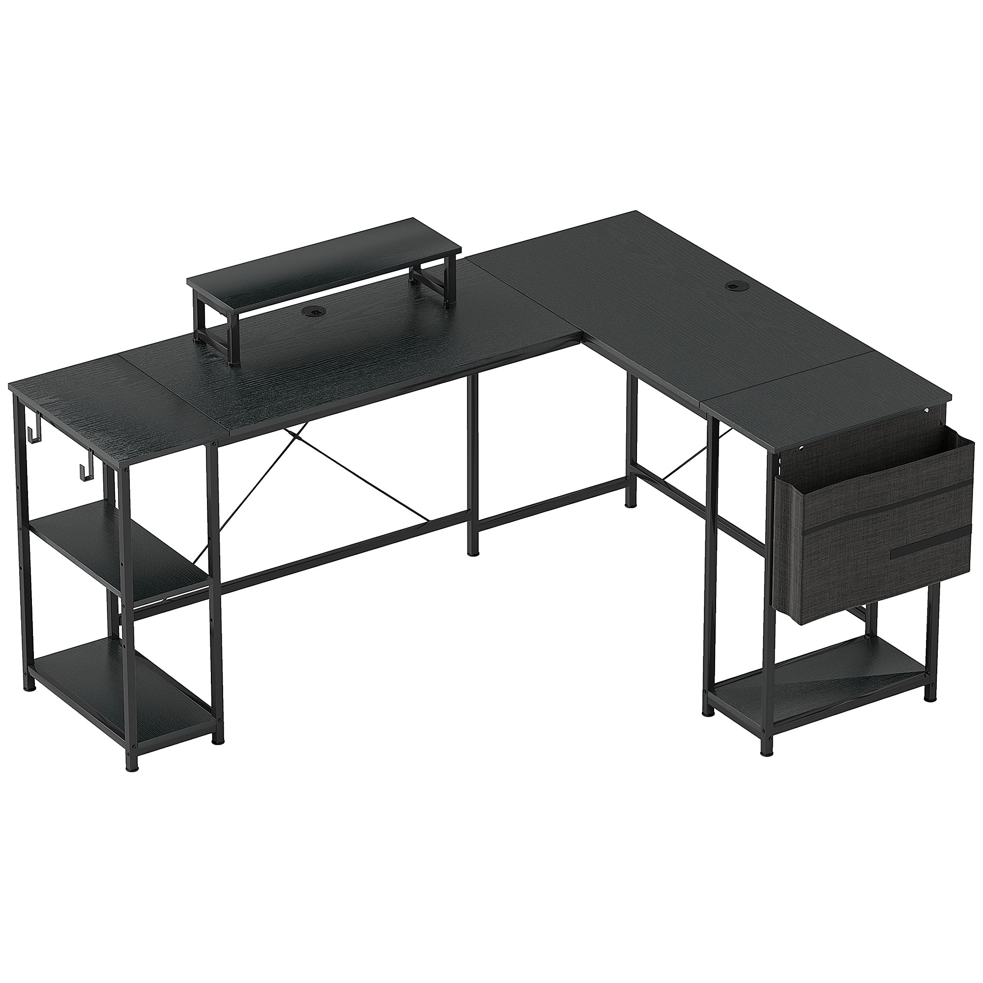 HOMCOM Wendbarer Eckschreibtisch, modular 168–240 cm, Industrie-Design – ve günstig online kaufen