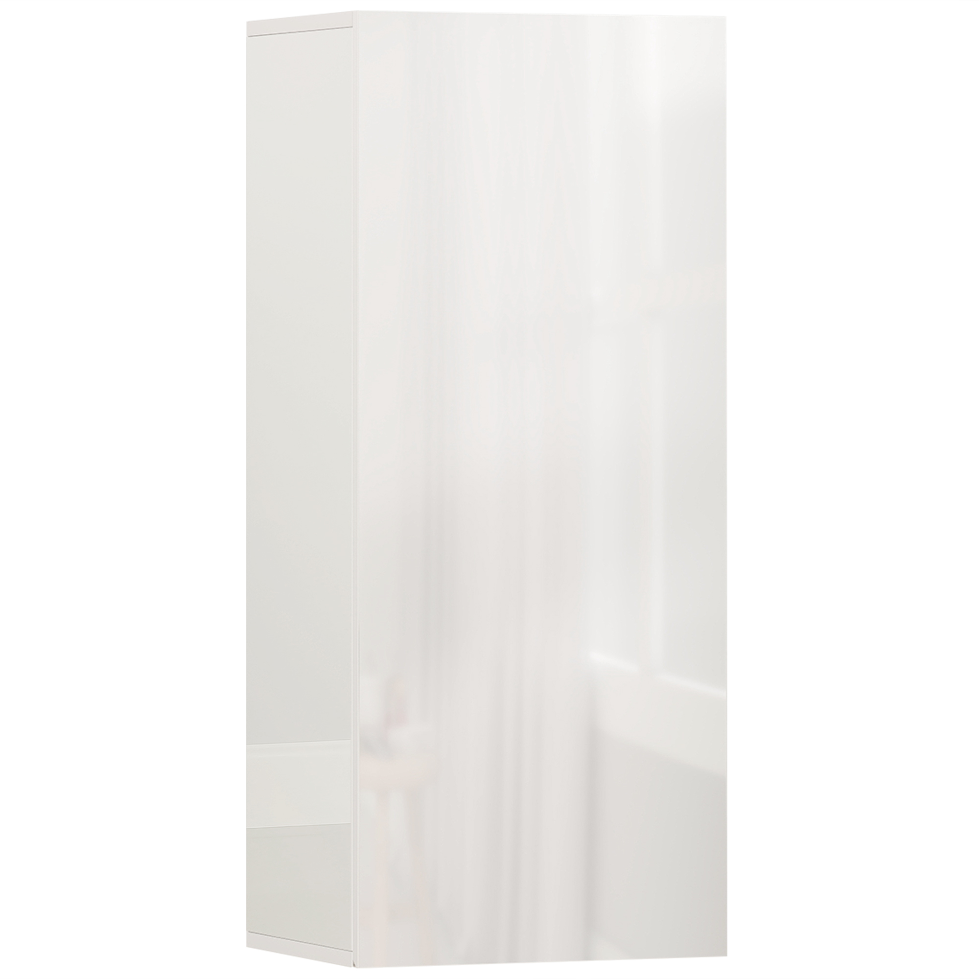 HOMCOM Armario de Pared para Baño con 2 Estantes de Vidrio Regulables y Puerta sin Tirador, Blanco Brillante
