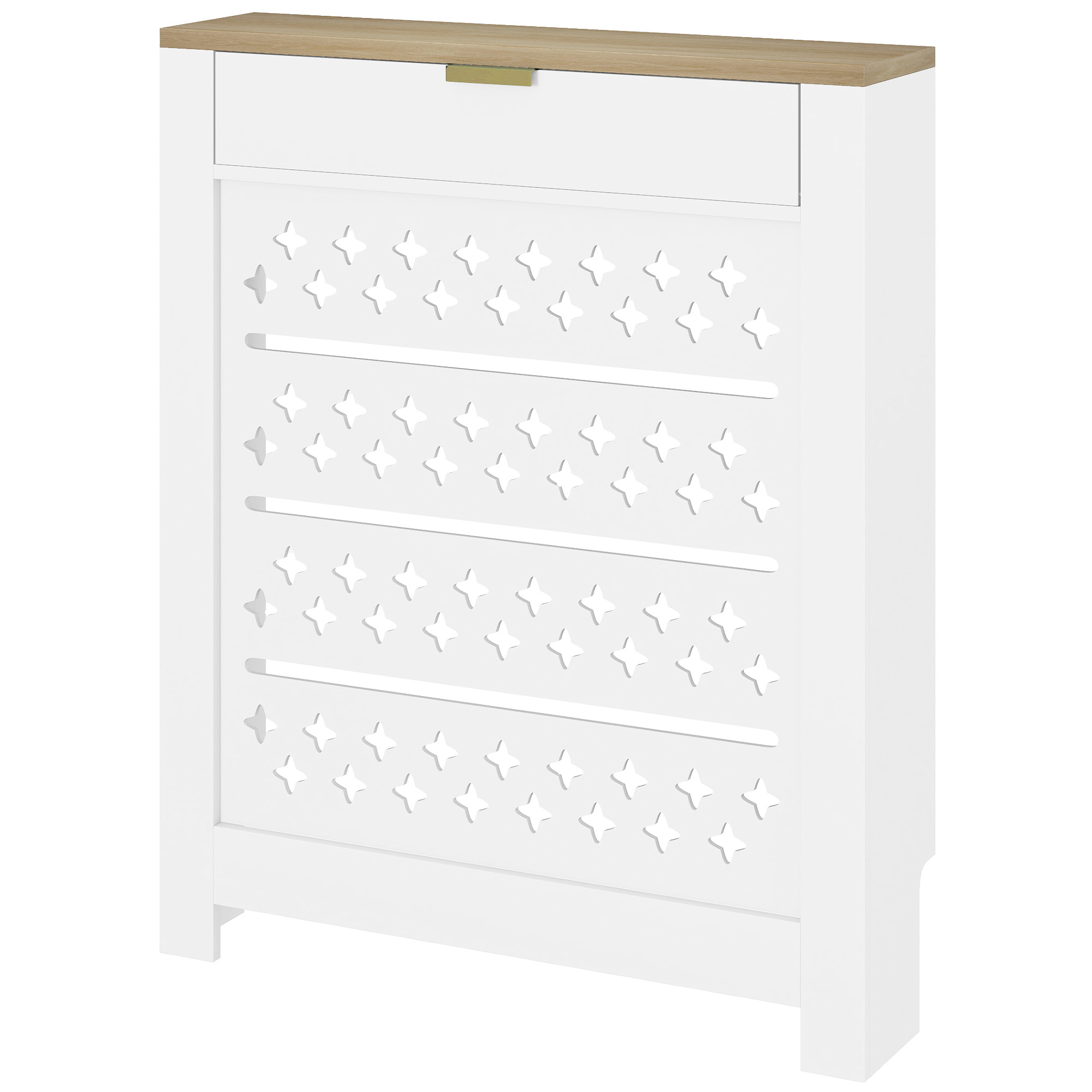 HOMCOM Couvercle de radiateur, cache radiateur avec placard rabattable et étagère supérieur, 78 x 19 x 95,5 cm, blanc