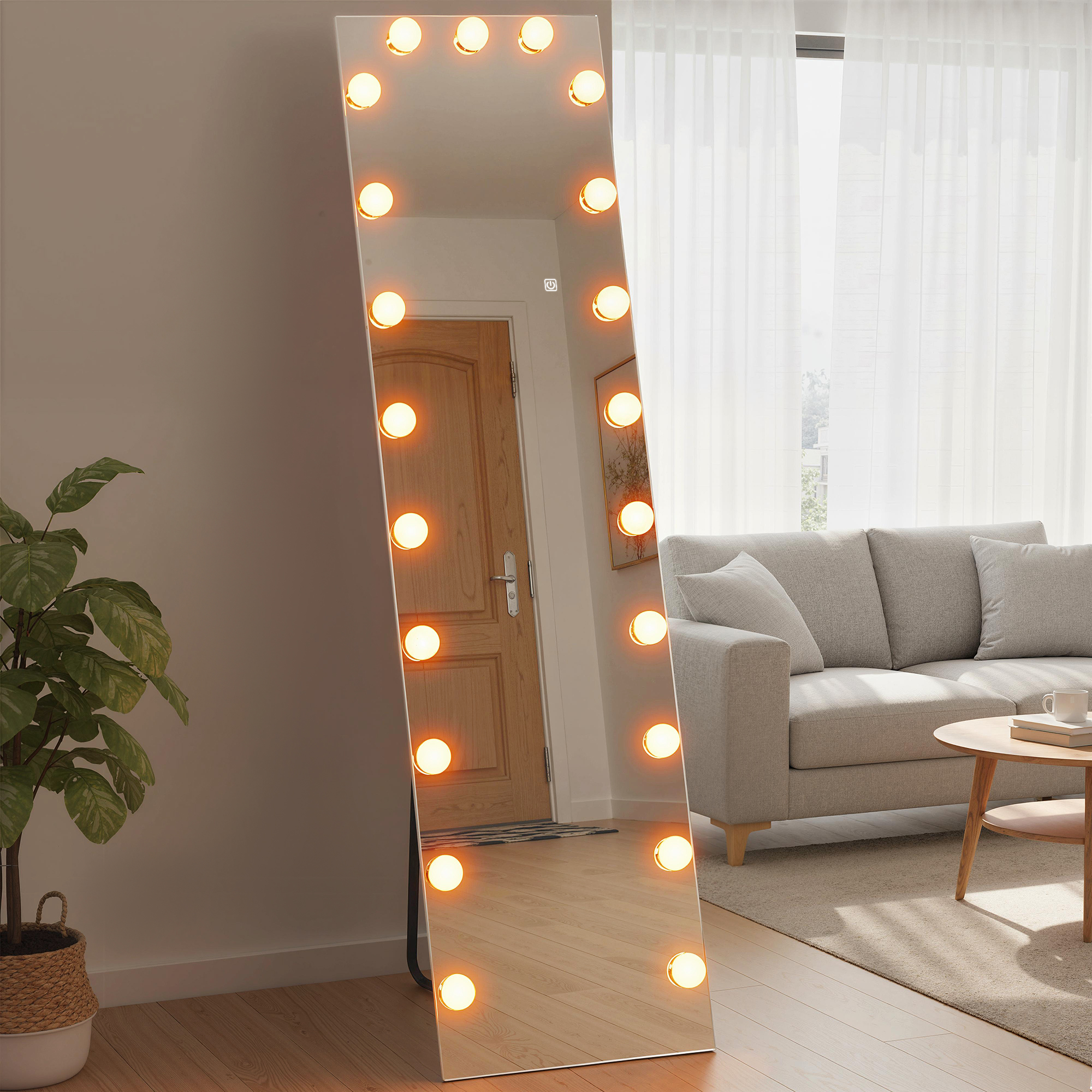 HOMCOM Ganzkörperspiegel 150 x 40 cm RGB-LED Standspiegel mit 21 Glühbirnen günstig online kaufen