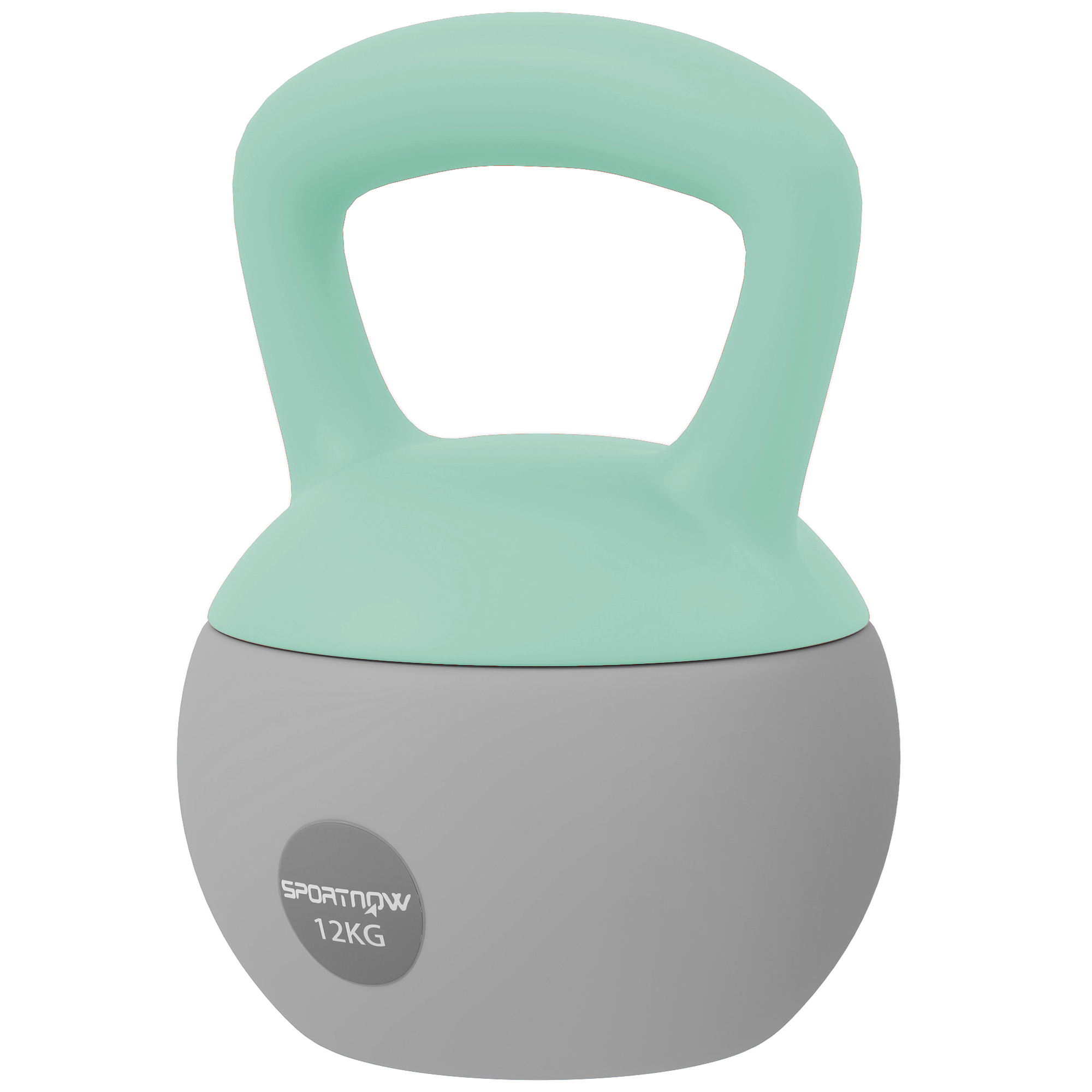 SPORTNOW Kettlebell 12 kg haltère avec poignée antidérapante pour fitness musculation cardio, 21 x 21 x 30 cm, gris et vert